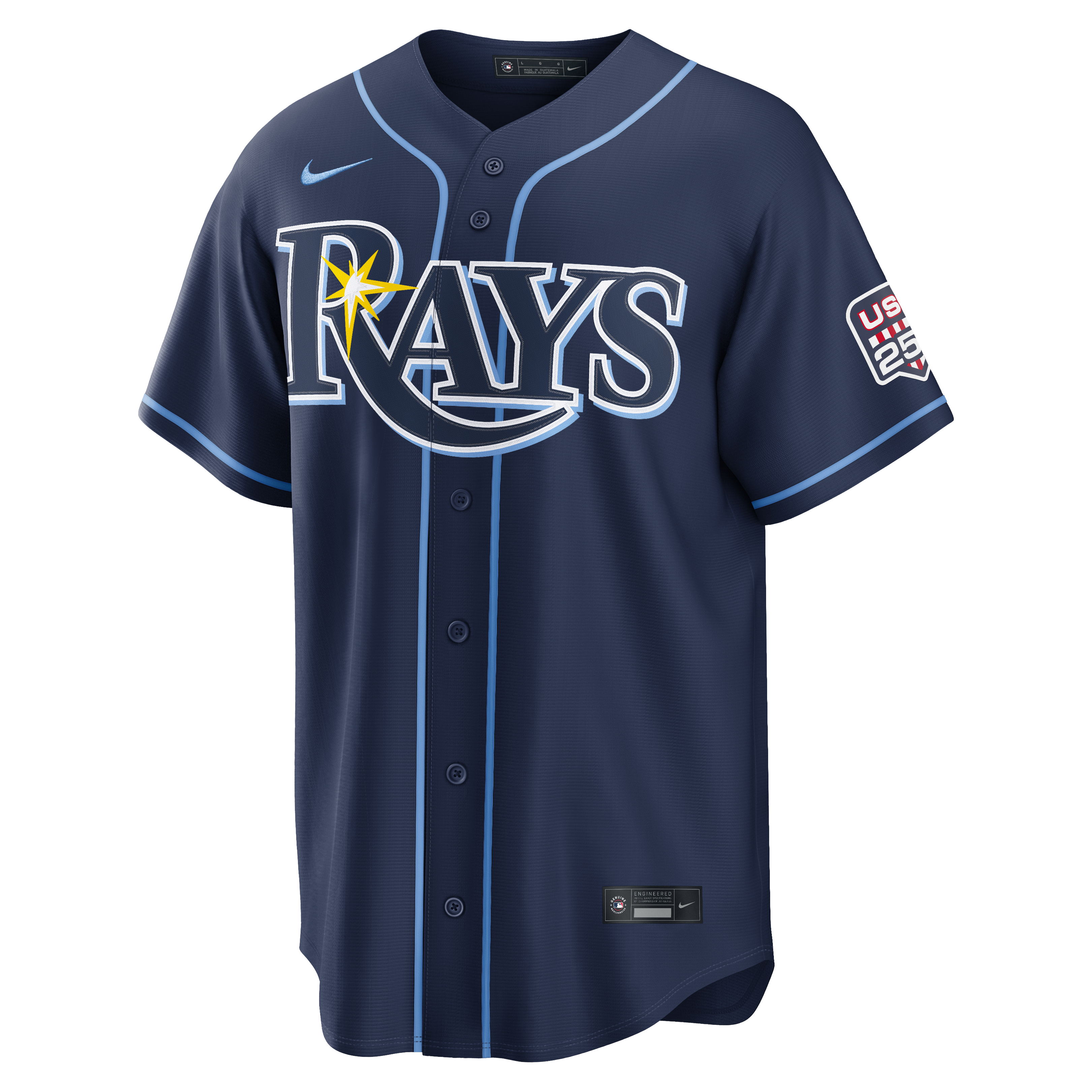 Fourth of July Tampa Bay Rays Junior Caminero Navy USA 250 Stadium Jersey - Image 3