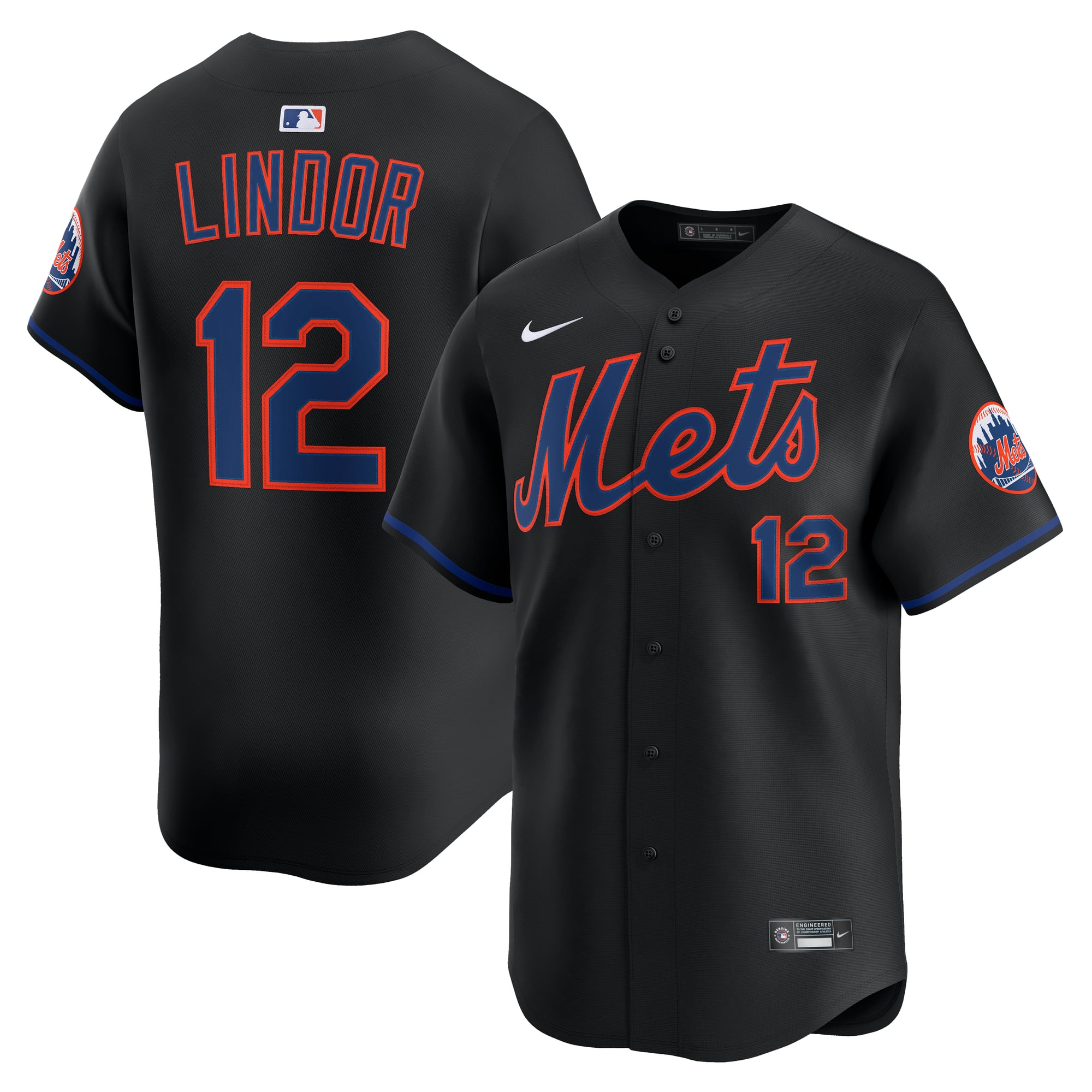 Francisco Lindor New York Mets Home Limited Jersey - Black - Image 2