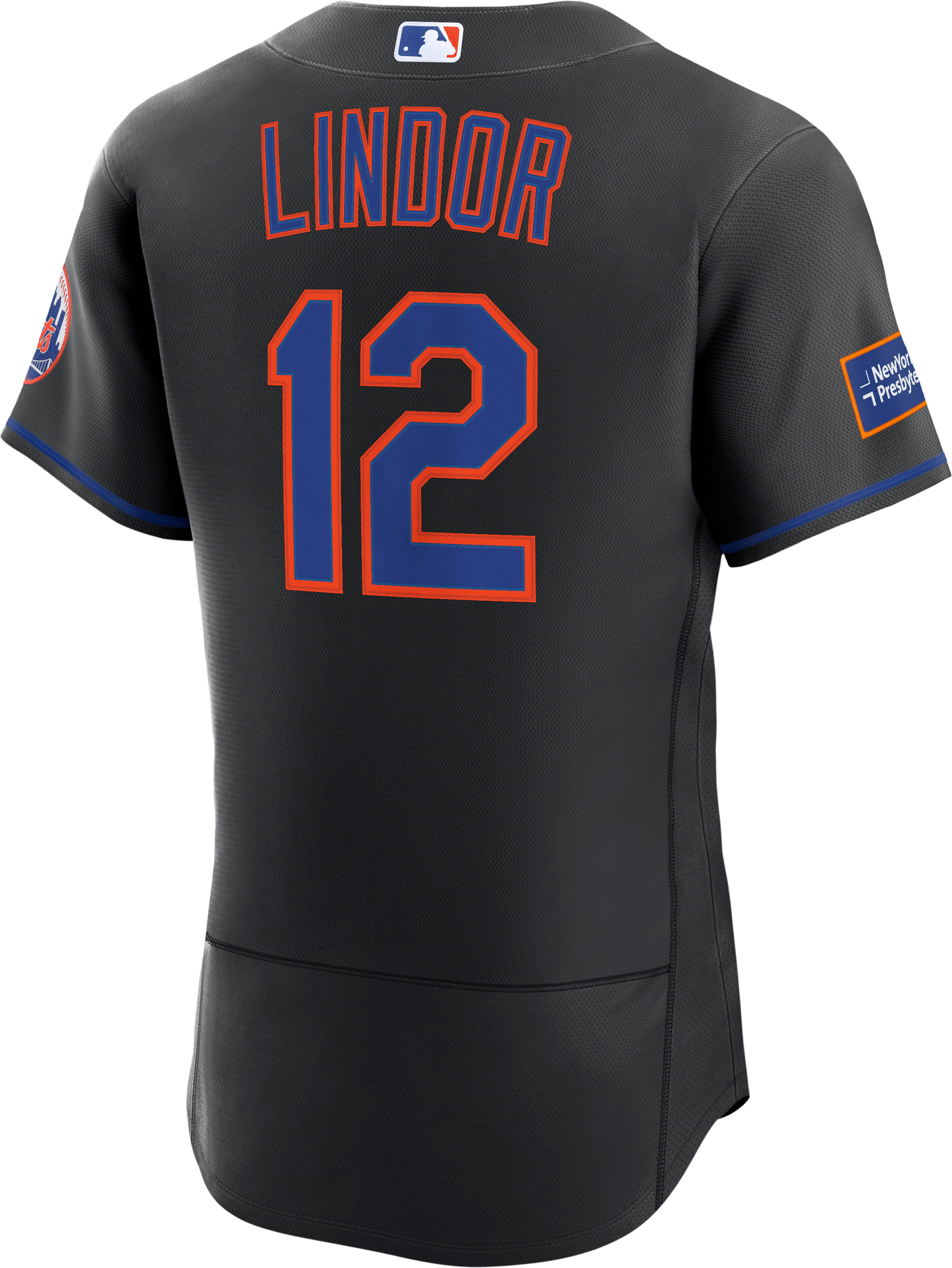 Francisco Lindor New York Mets Home Sponsor Patch Jersey - Black - Image 4