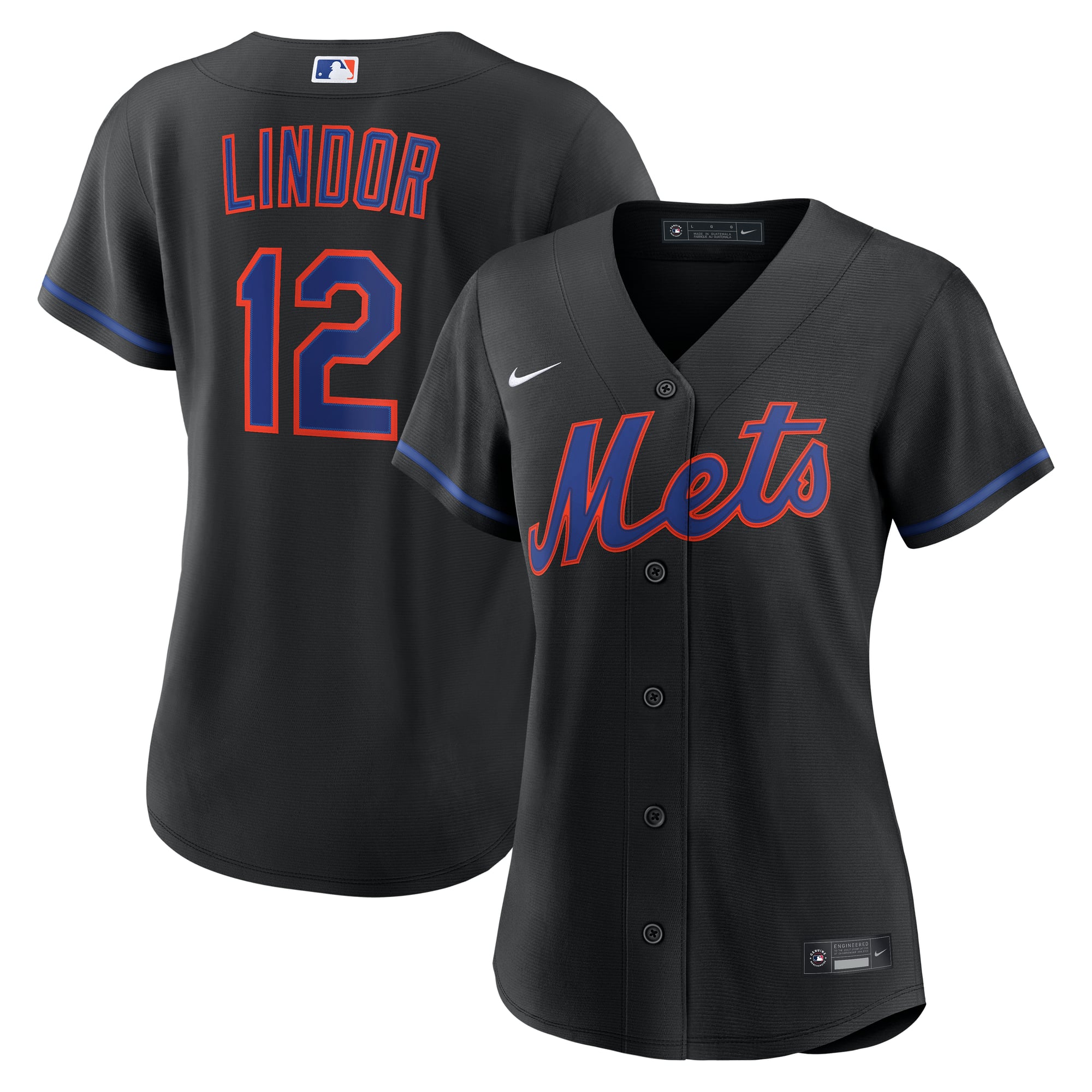 Francisco Lindor New York Mets Women's Home Jersey - Black - Image 2