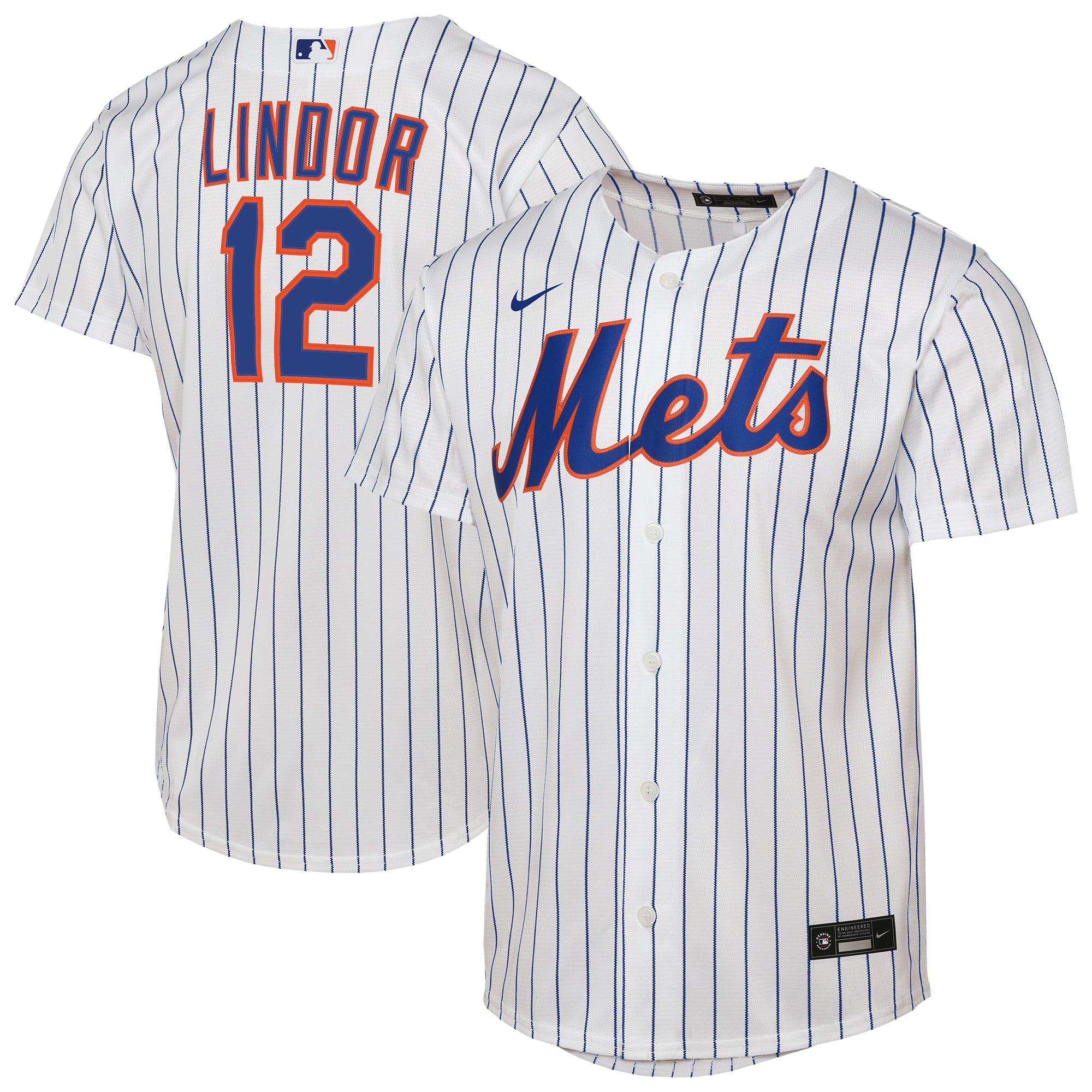 Francisco Lindor New York Mets Youth Home Player Jersey - White - Image 2