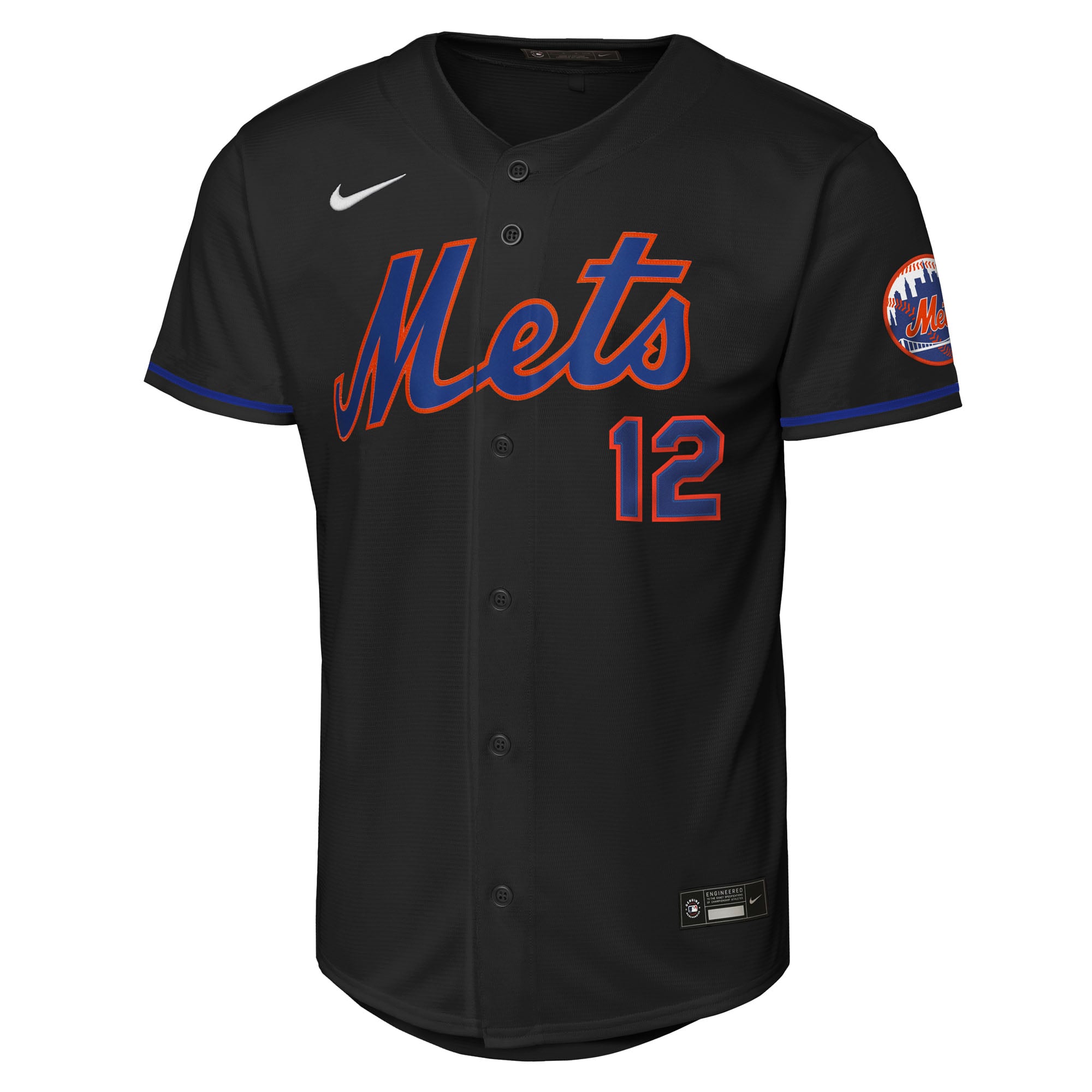 Francisco Lindor New York Mets Youth Home Stadium Player Jersey - Black - Image 3