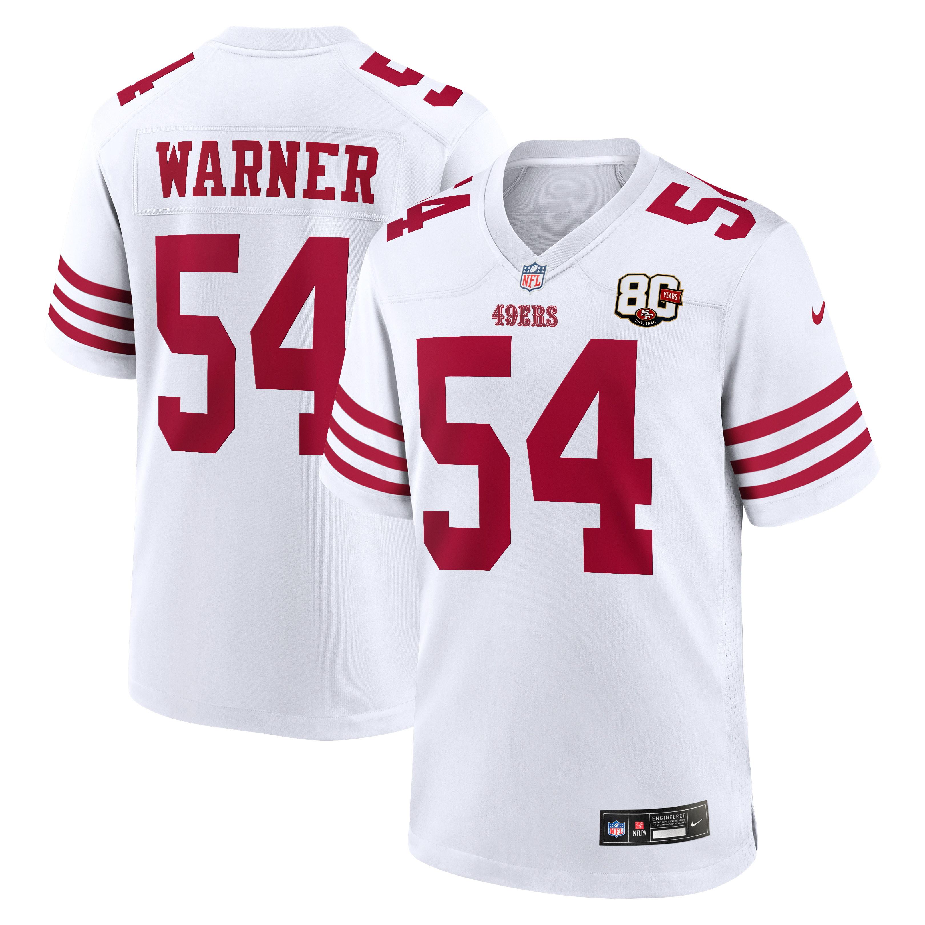 Fred Warner San Francisco 49ers 80th Anniversary Game Jersey - White