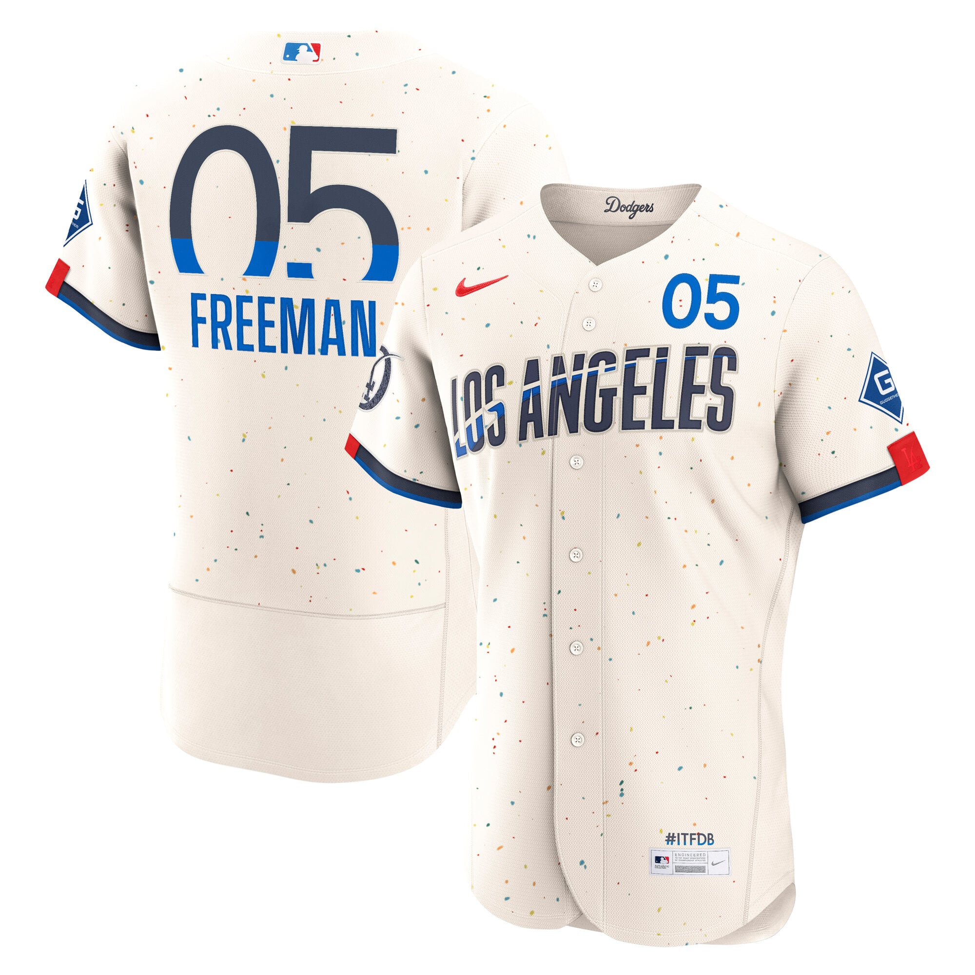 Freddie Freeman Los Angeles Dodgers City Connect Sponsor Patch Jersey - Cream