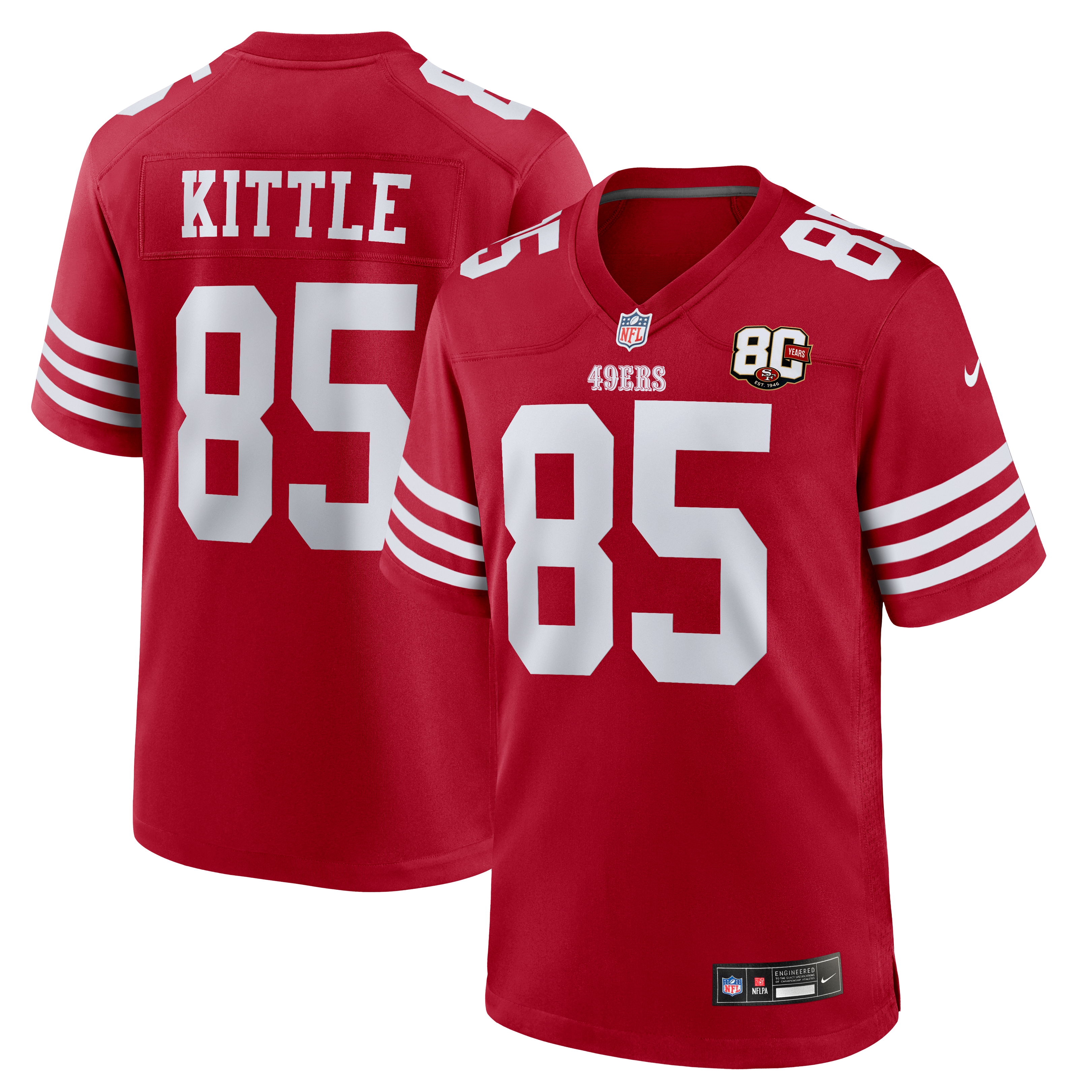 George Kittle San Francisco 49ers 80th Anniversary Game Jersey - Scarlet
