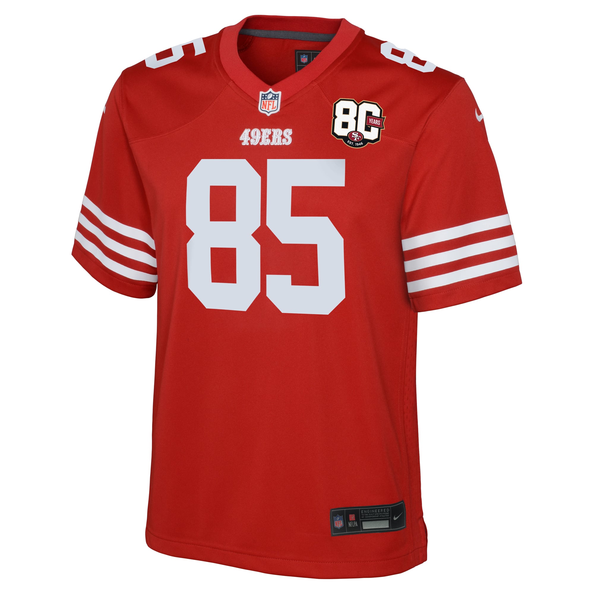 George Kittle San Francisco 49ers Youth 80th Anniversary Game Jersey - Scarlet - Image 3