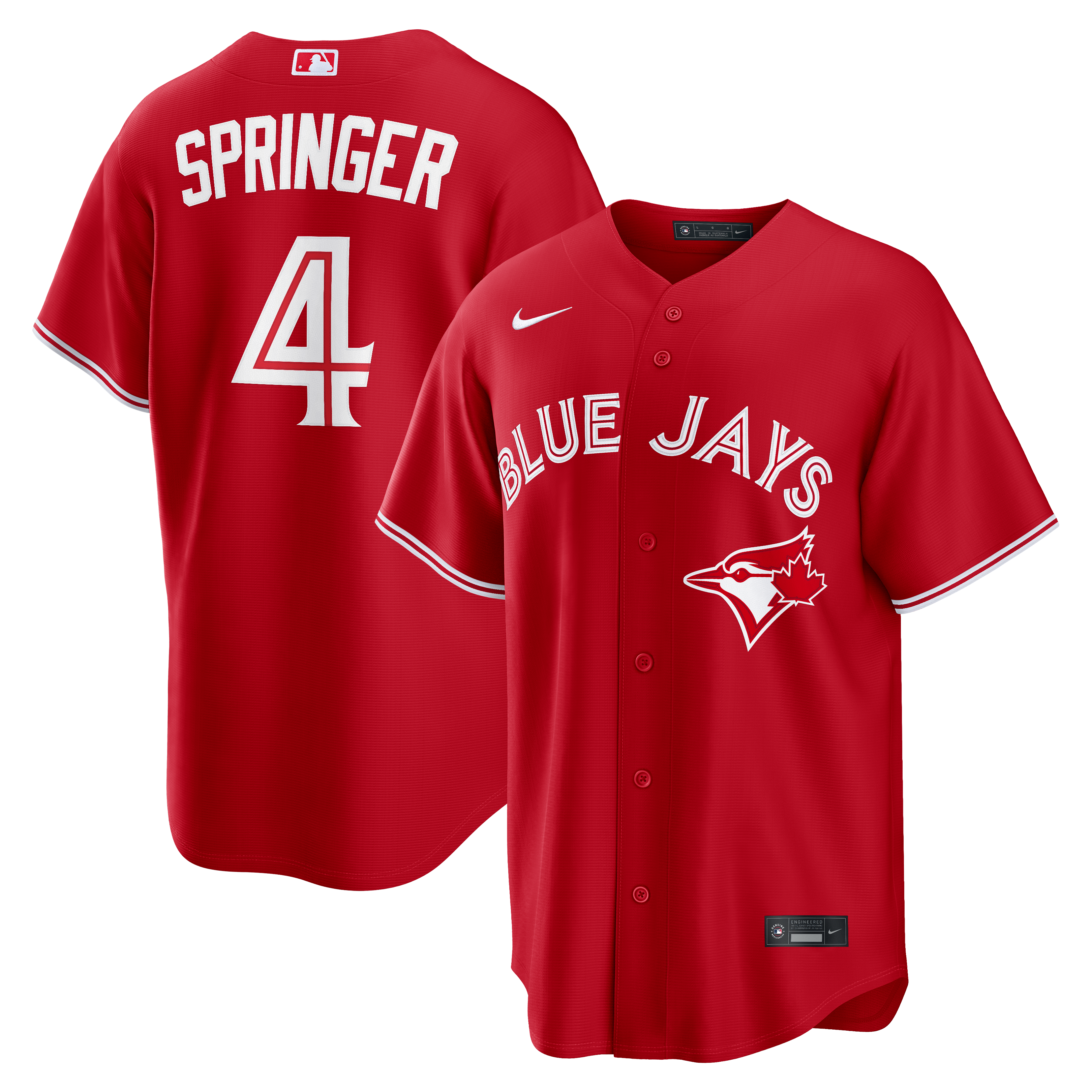 George Springer Toronto Blue Jays Canada Day Jersey - Red - Image 2