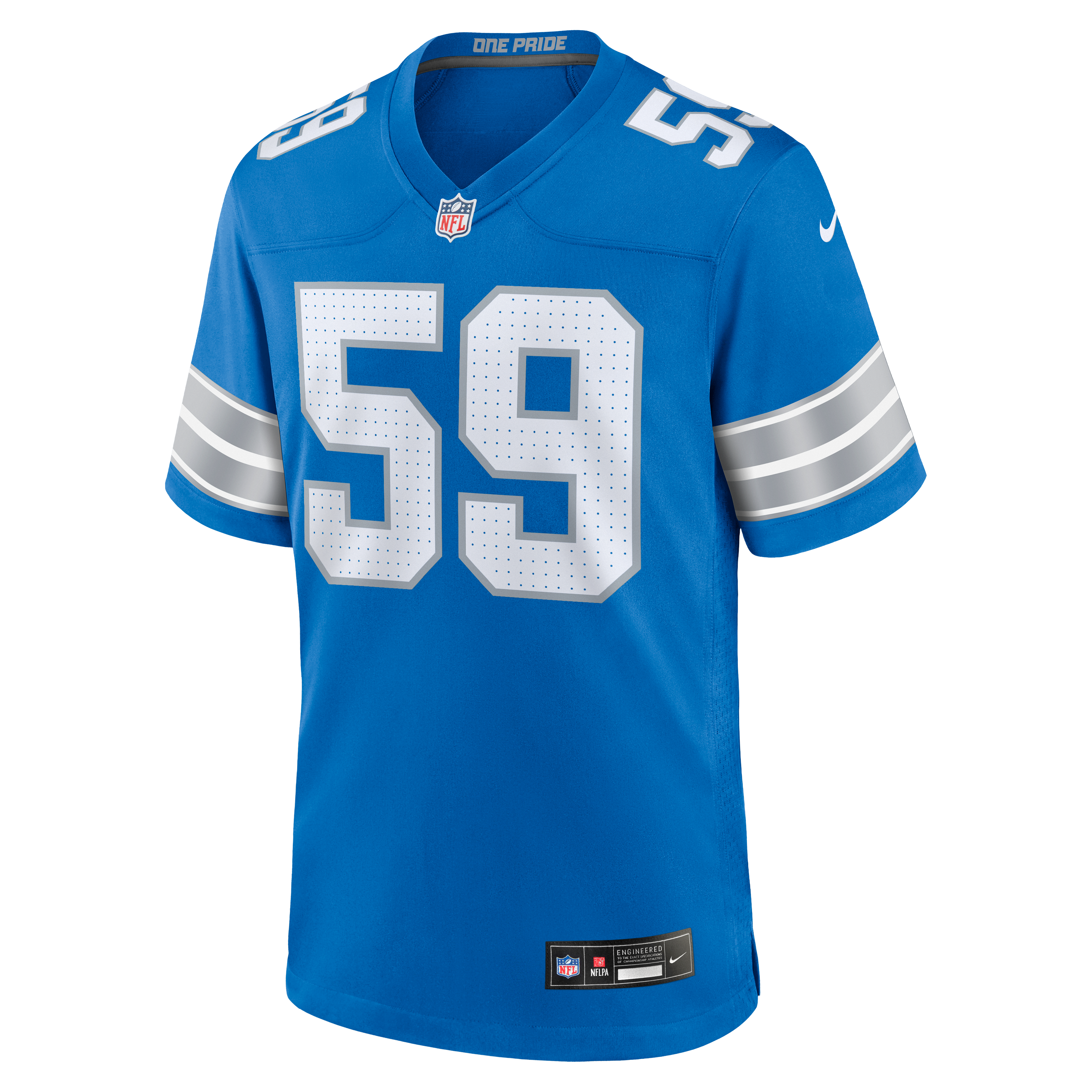 Giovanni Manu Detroit Lions Team Game Jersey - Blue - Image 3