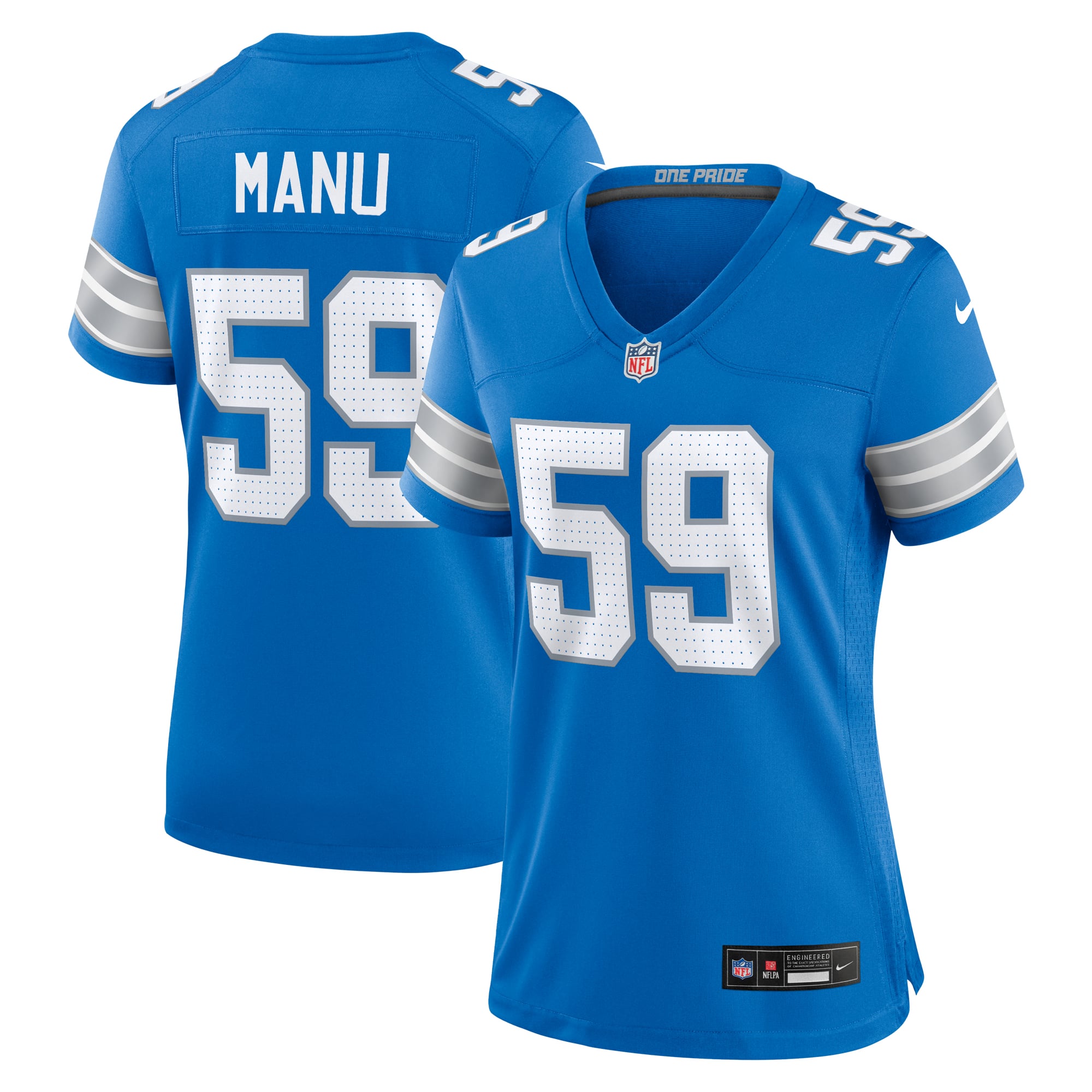 Giovanni Manu Detroit Lions Women's Team Game Jersey - Blue - Image 2