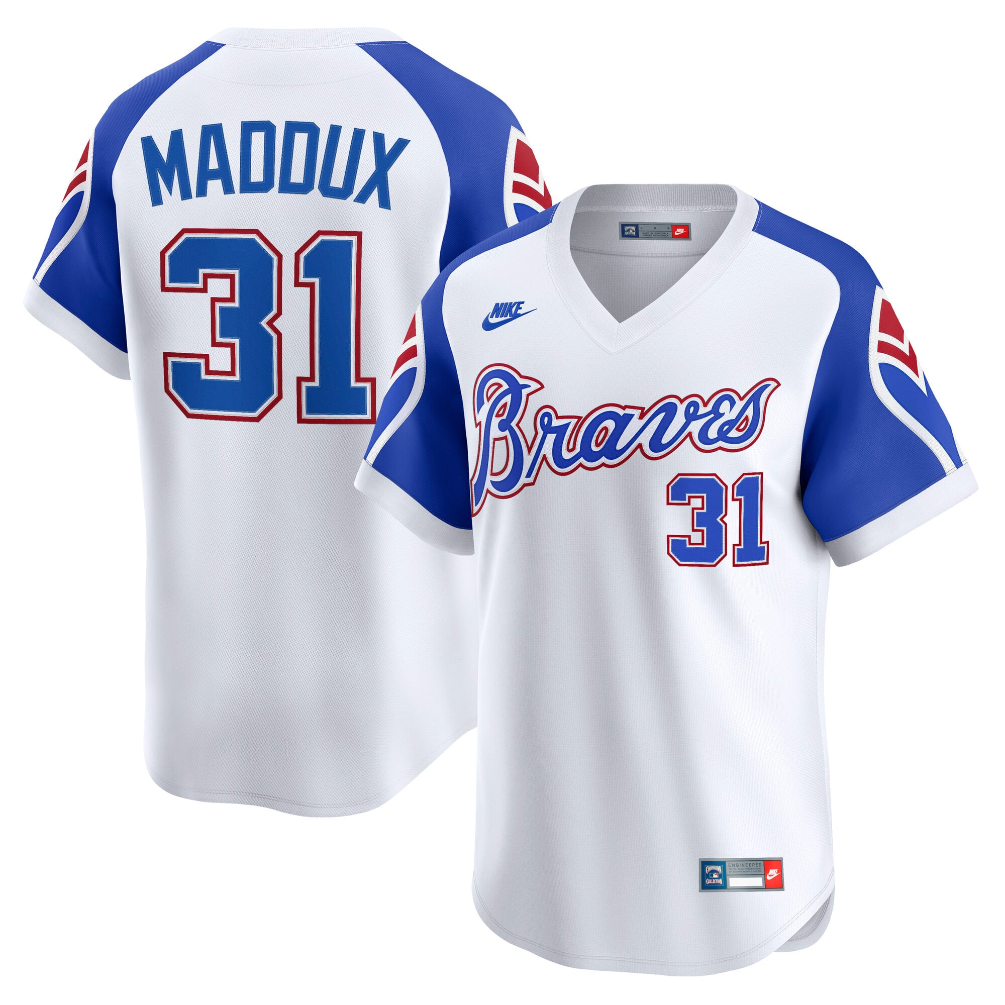 Greg Maddux Atlanta Braves Throwback Cooperstown Collection Limited Jersey - White - Image 2