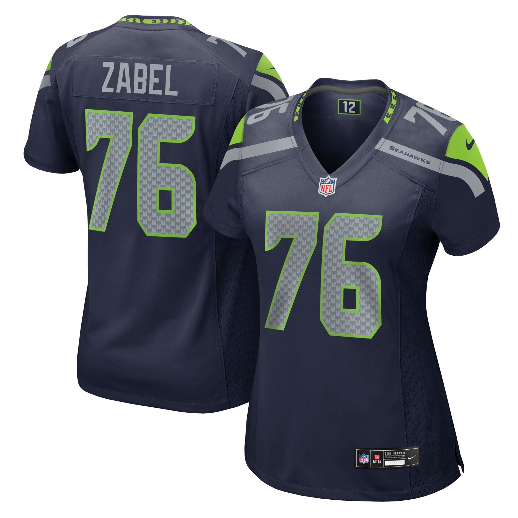 Grey Zabel Seattle Seahawks Women's Team Game Jersey - College Navy - Image 2