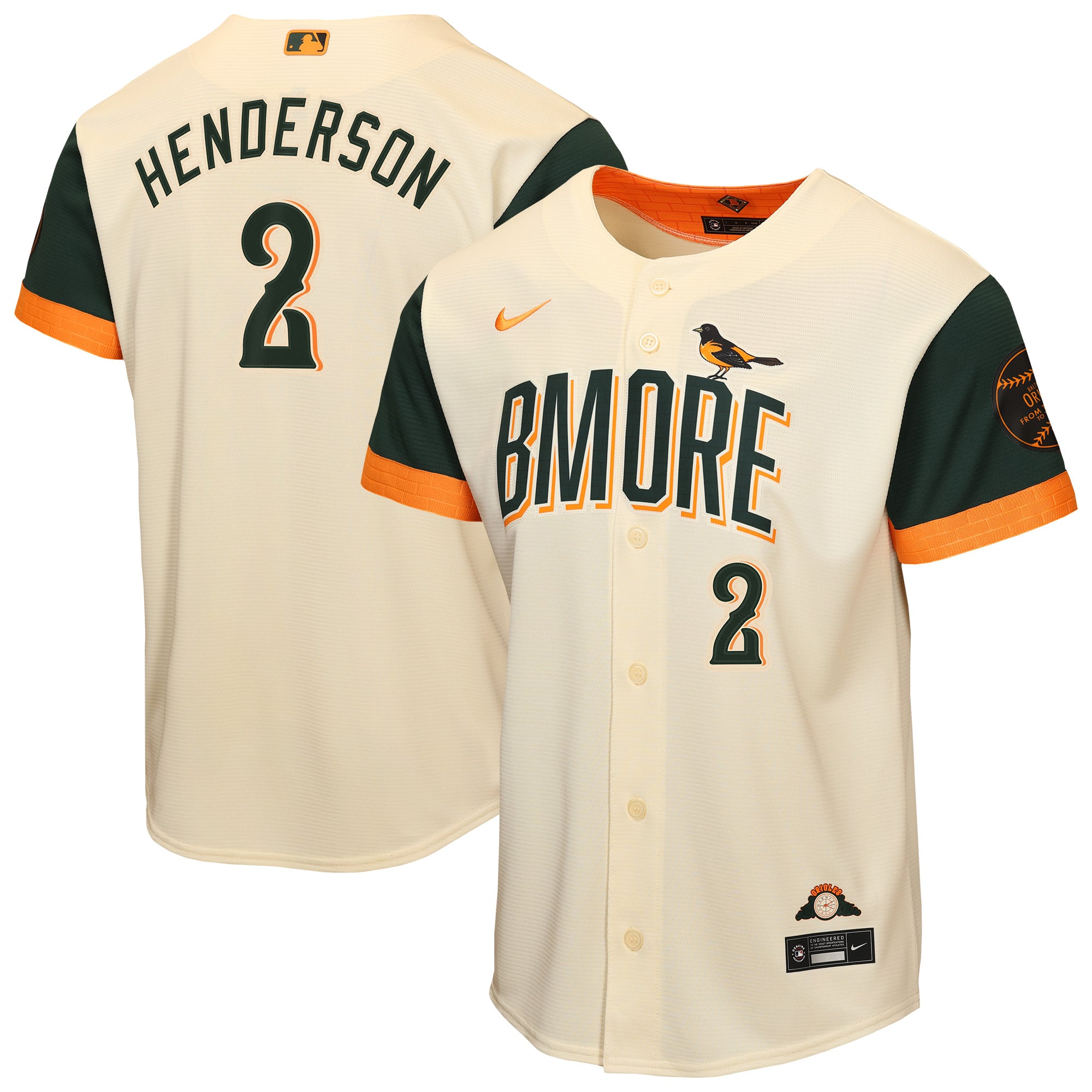 Gunnar Henderson Baltimore Orioles Youth 2026 City Connect Stadium Jersey - Cream - Image 2