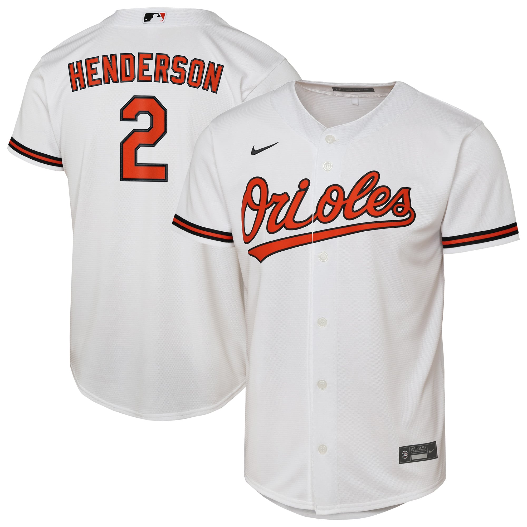 Gunnar Henderson Baltimore Orioles Youth Home Player Jersey - White - Image 2