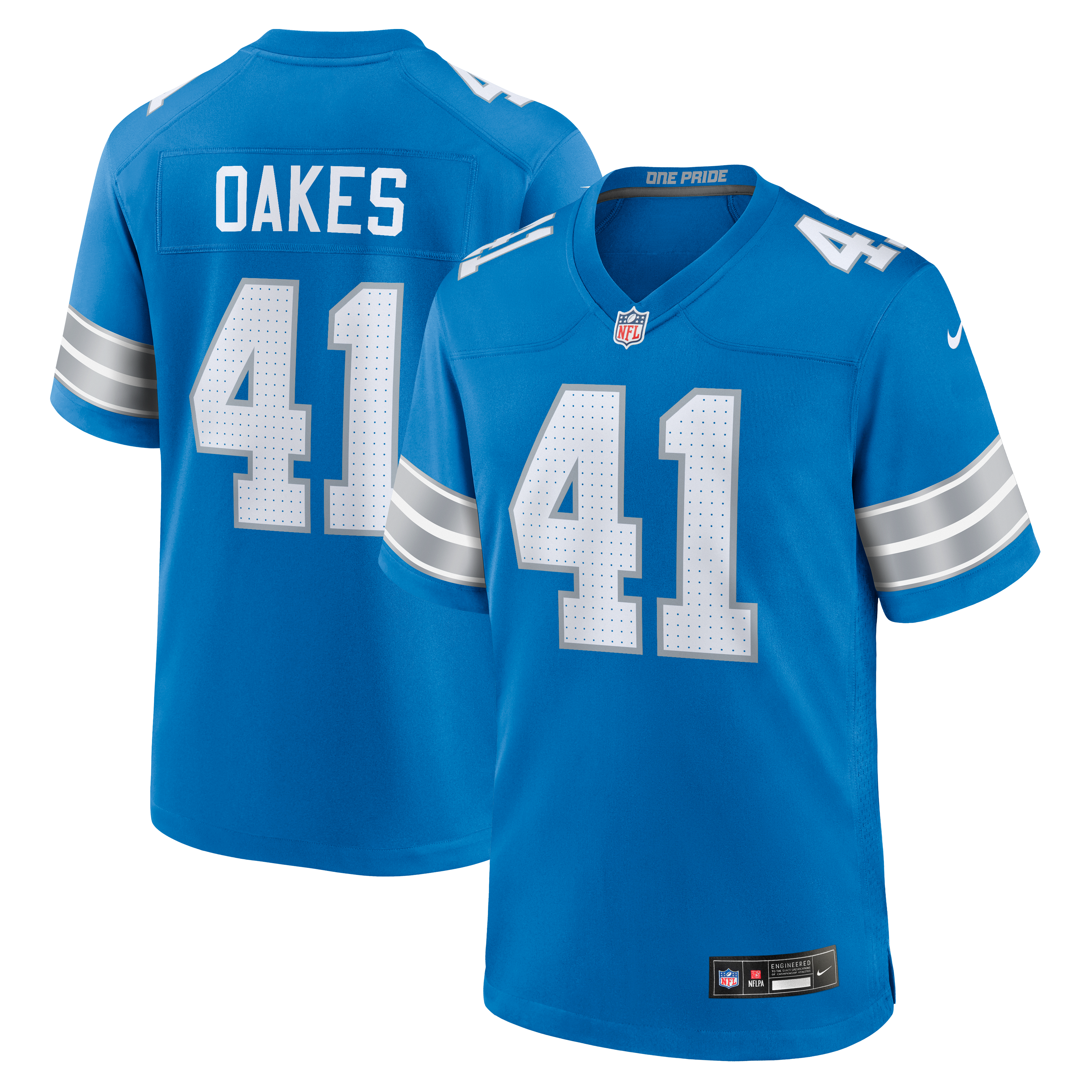 Gunnar Oakes Detroit Lions Team Game Jersey - Blue - Image 2