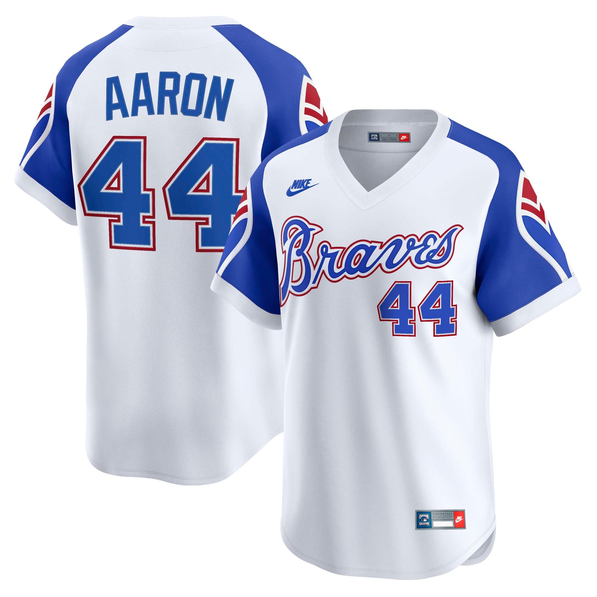Hank Aaron Atlanta Braves Throwback Cooperstown Collection Limited Jersey - White - Image 2