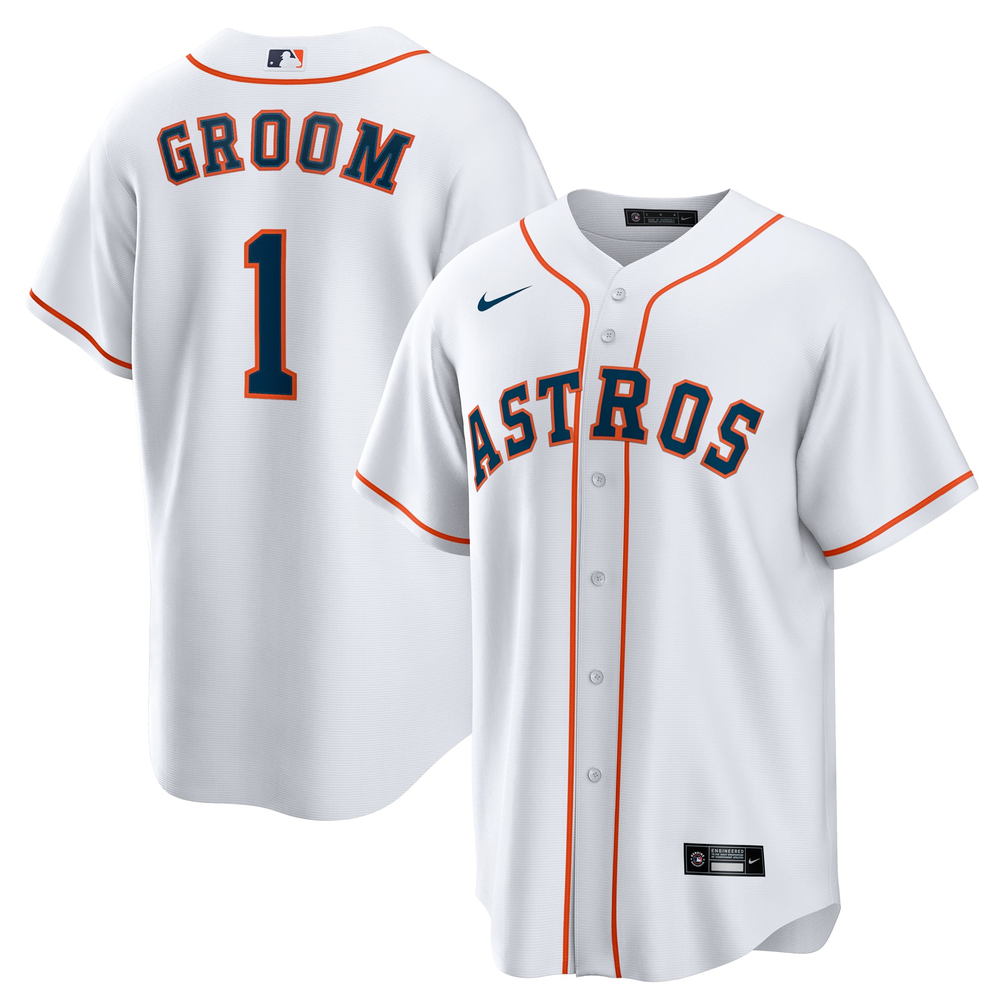 Houston Astros #1 Groom Home Jersey - White - Image 2