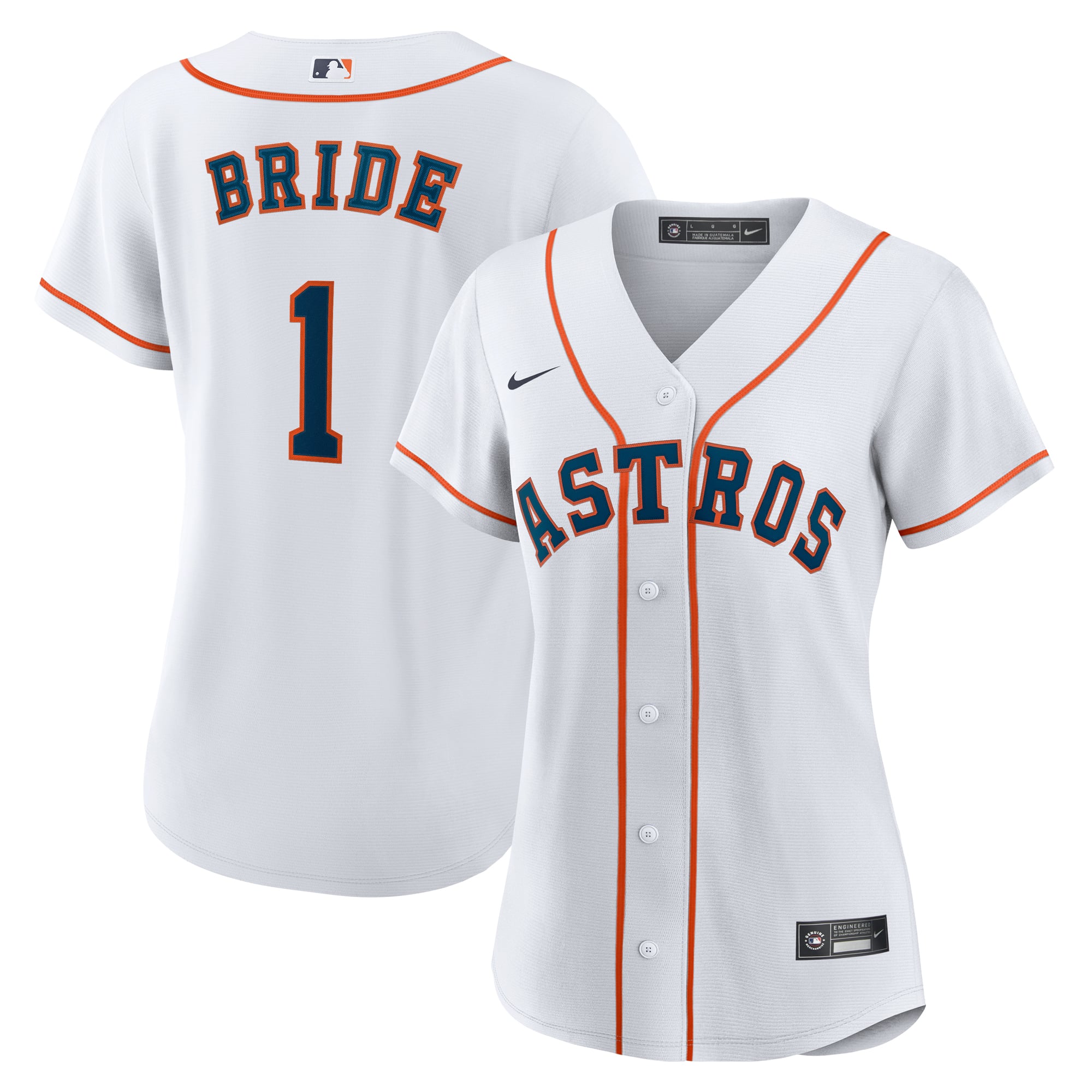 Houston Astros Women's #1 Bride Home Jersey - White - Image 2