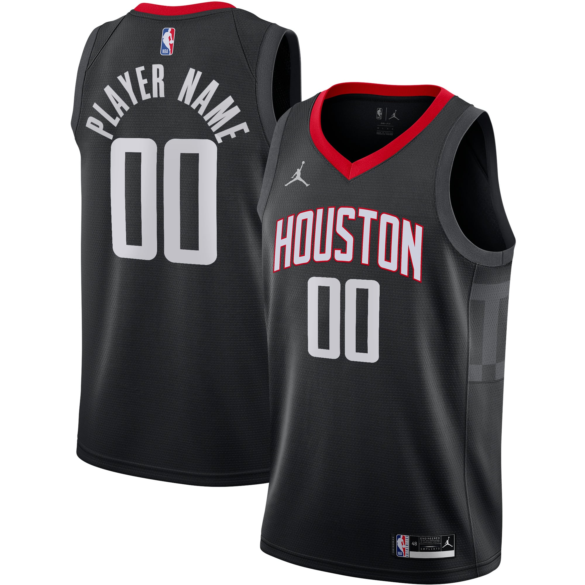 Houston Rockets Jordan Brand Swingman Custom Jersey - Statement Edition - Black - Image 2