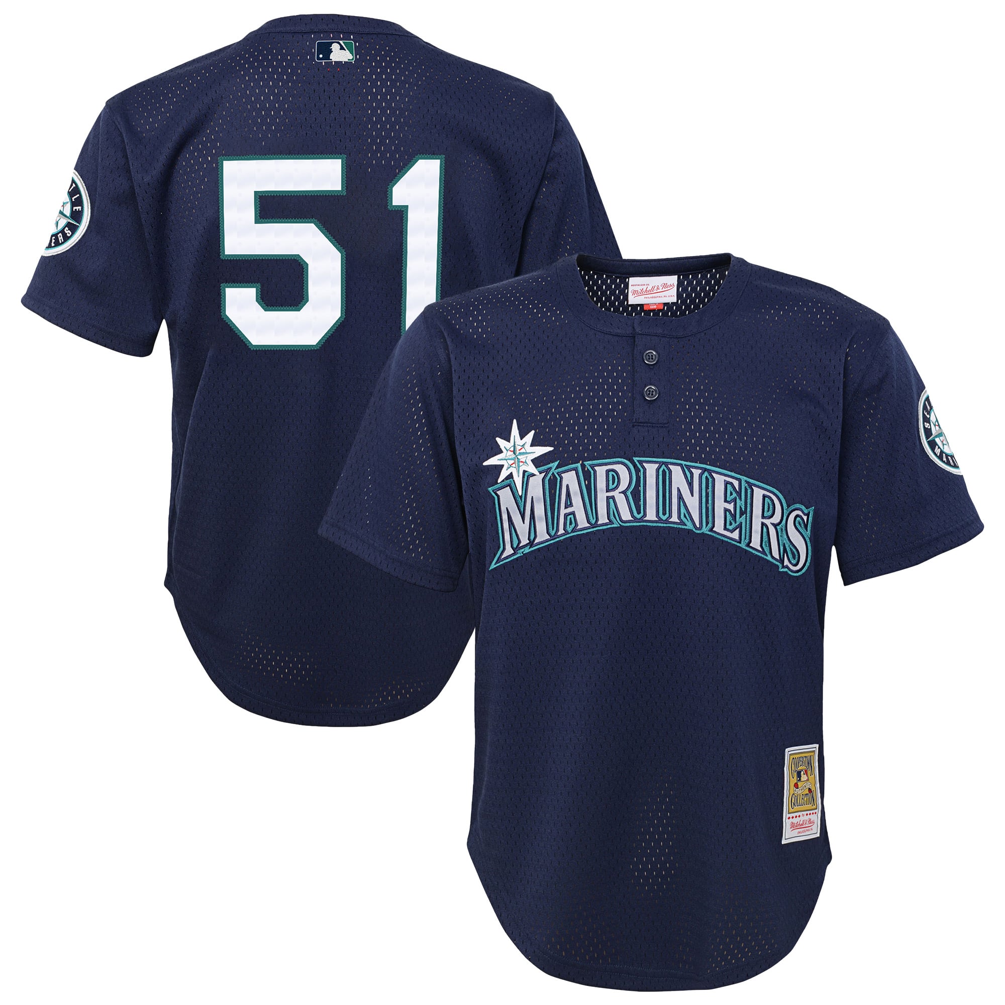 Ichiro Suzuki Seattle Mariners Youth Cooperstown Collection Mesh Batting Practice Jersey - Navy
