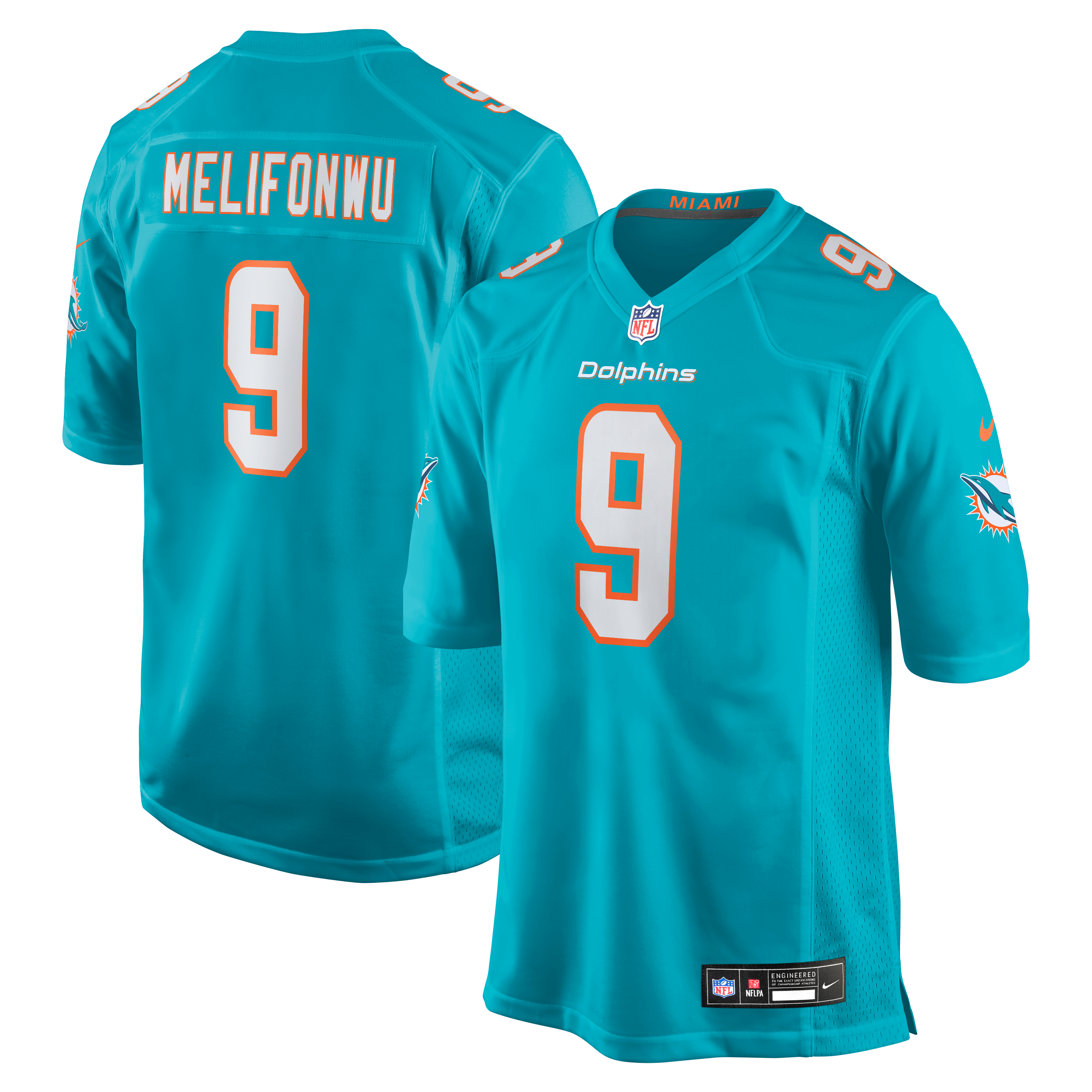 Ifeatu Melifonwu Miami Dolphins Team Game Jersey - Aqua