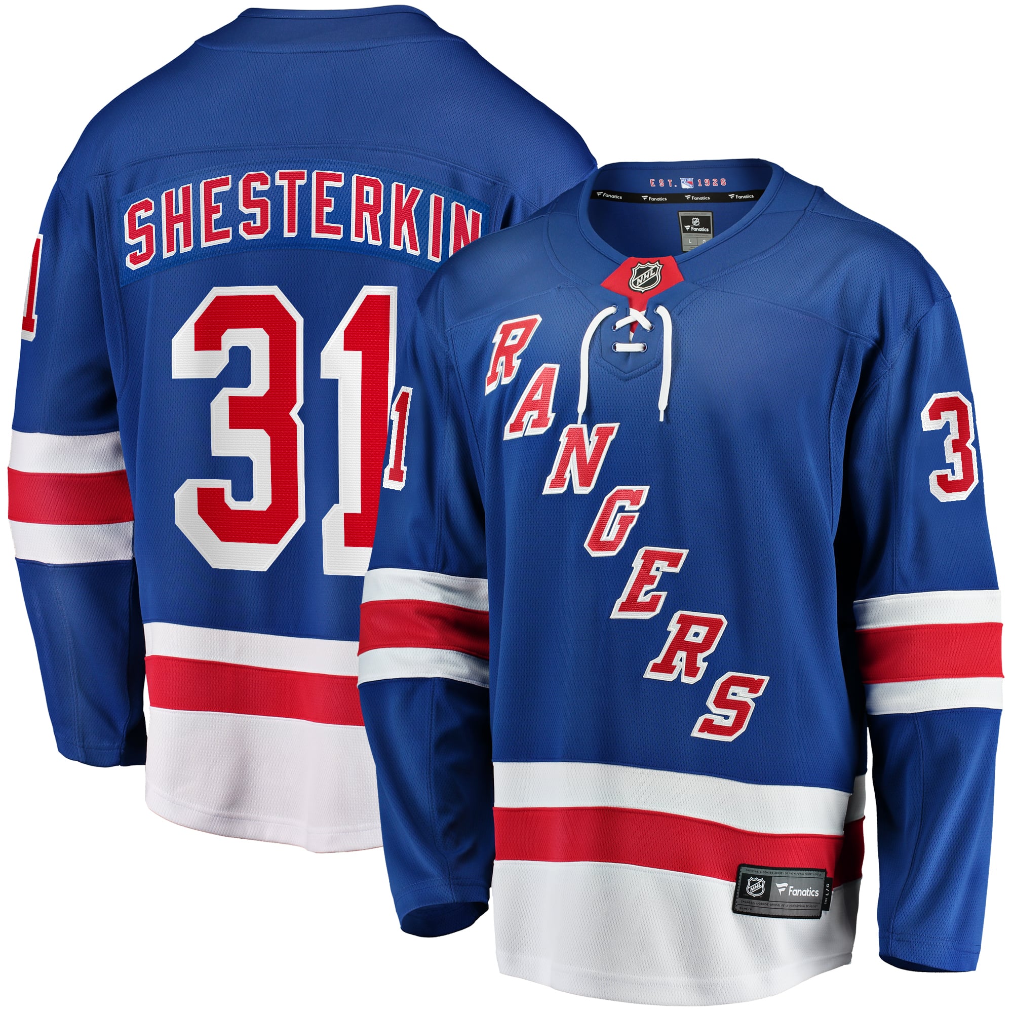 Igor Shesterkin New York Rangers Home Breakaway Player Jersey - Blue - Image 2