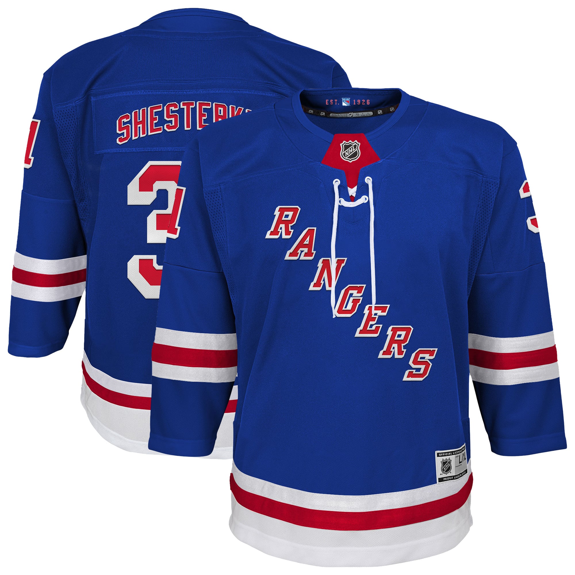 Igor Shesterkin New York Rangers Youth Home Premier Player Jersey - Blue - Image 2