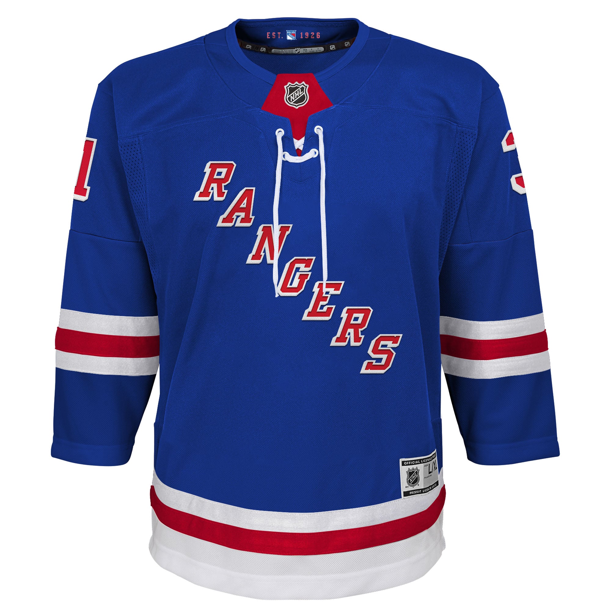 Igor Shesterkin New York Rangers Youth Home Premier Player Jersey - Blue - Image 3