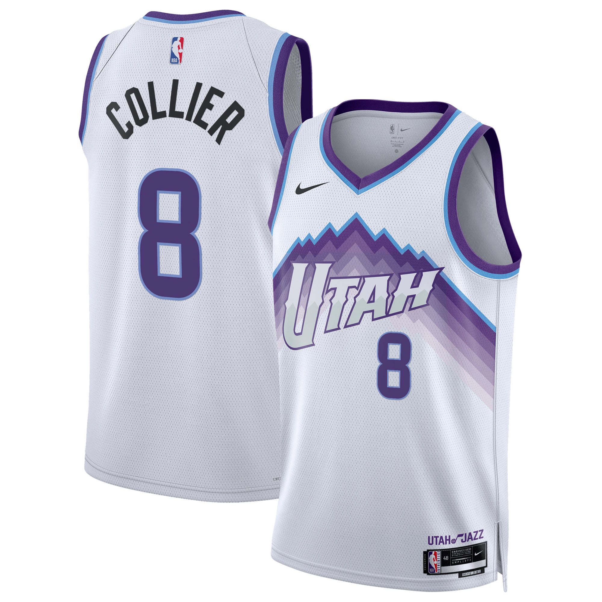 Isaiah Collier Utah Jazz Unisex Swingman Jersey - Association Edition - White - Image 2
