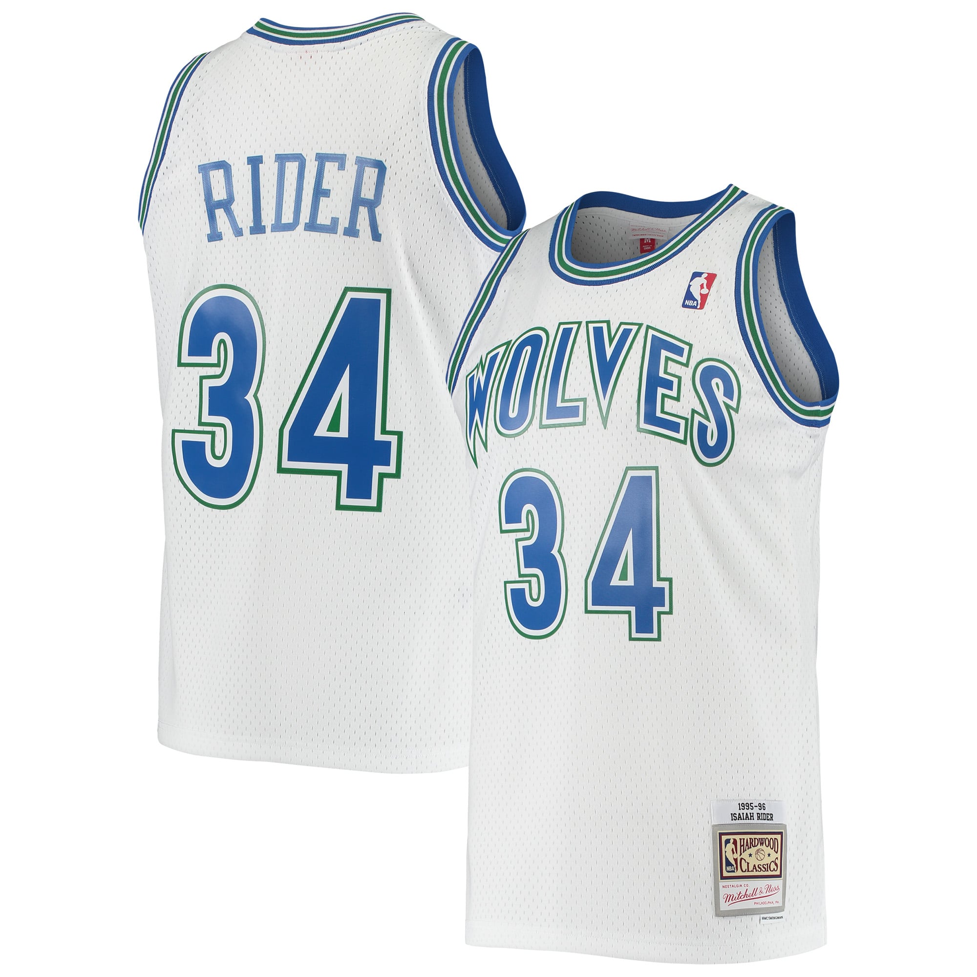 Isaiah Rider Minnesota Timberwolves 1995/96 Hardwood Classics Swingman Jersey - White - Image 2