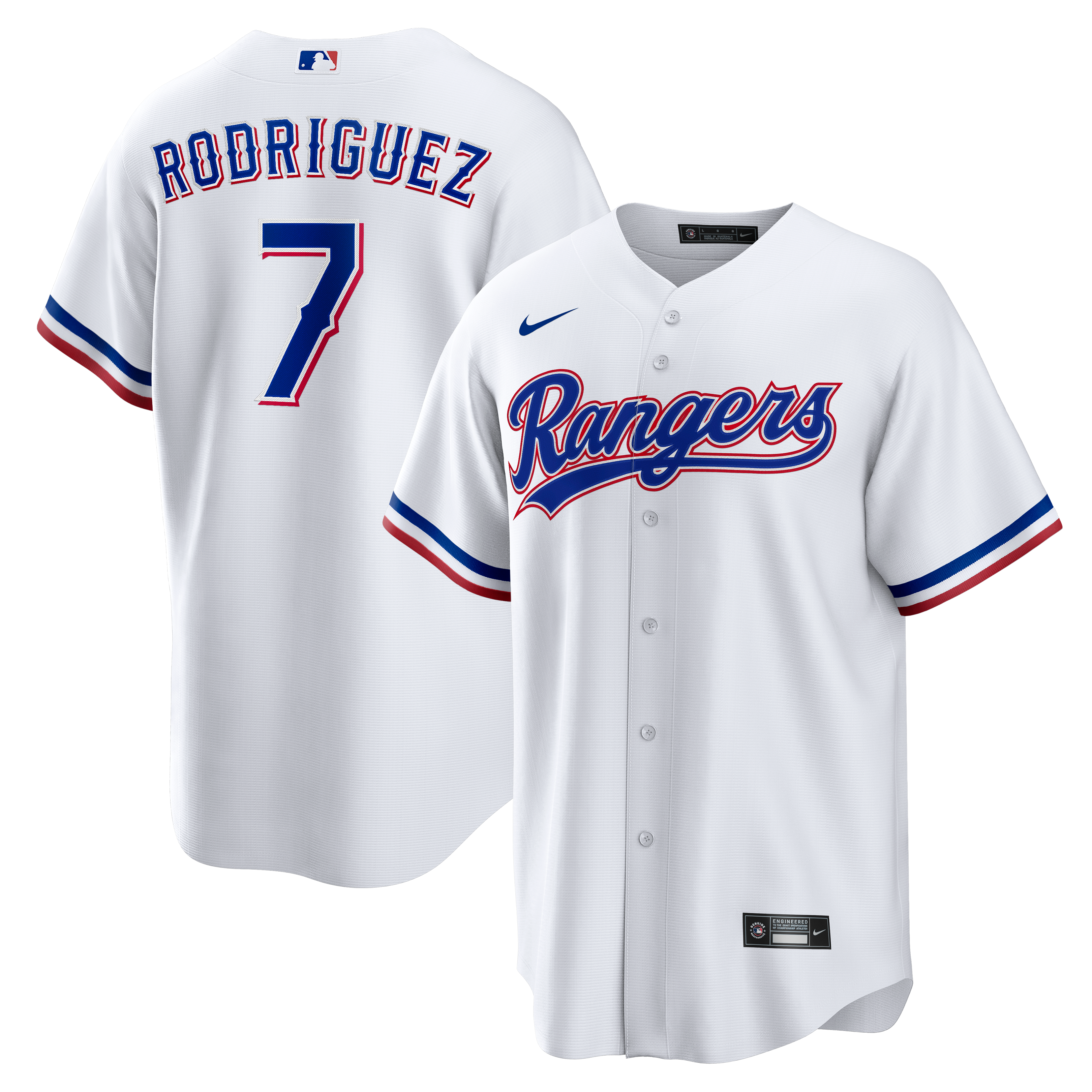 Ivan Rodriguez Texas Rangers Home Retired Player Jersey - White - Image 2