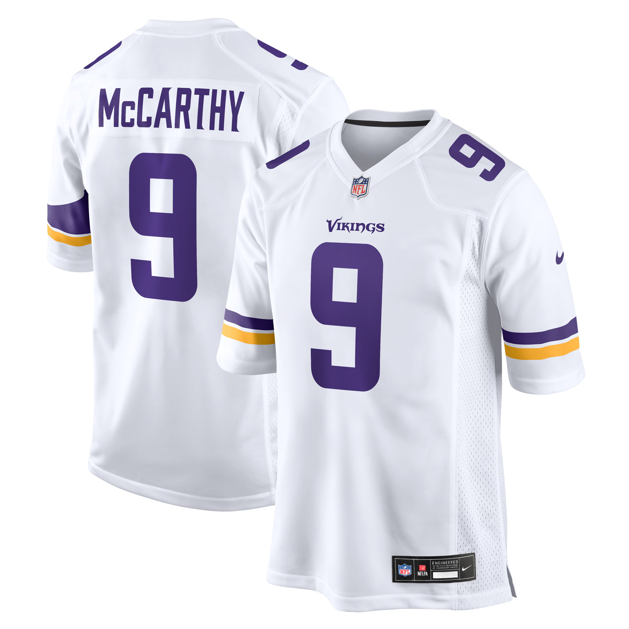 J.J. McCarthy Minnesota Vikings Game Jersey - White - White - Image 2