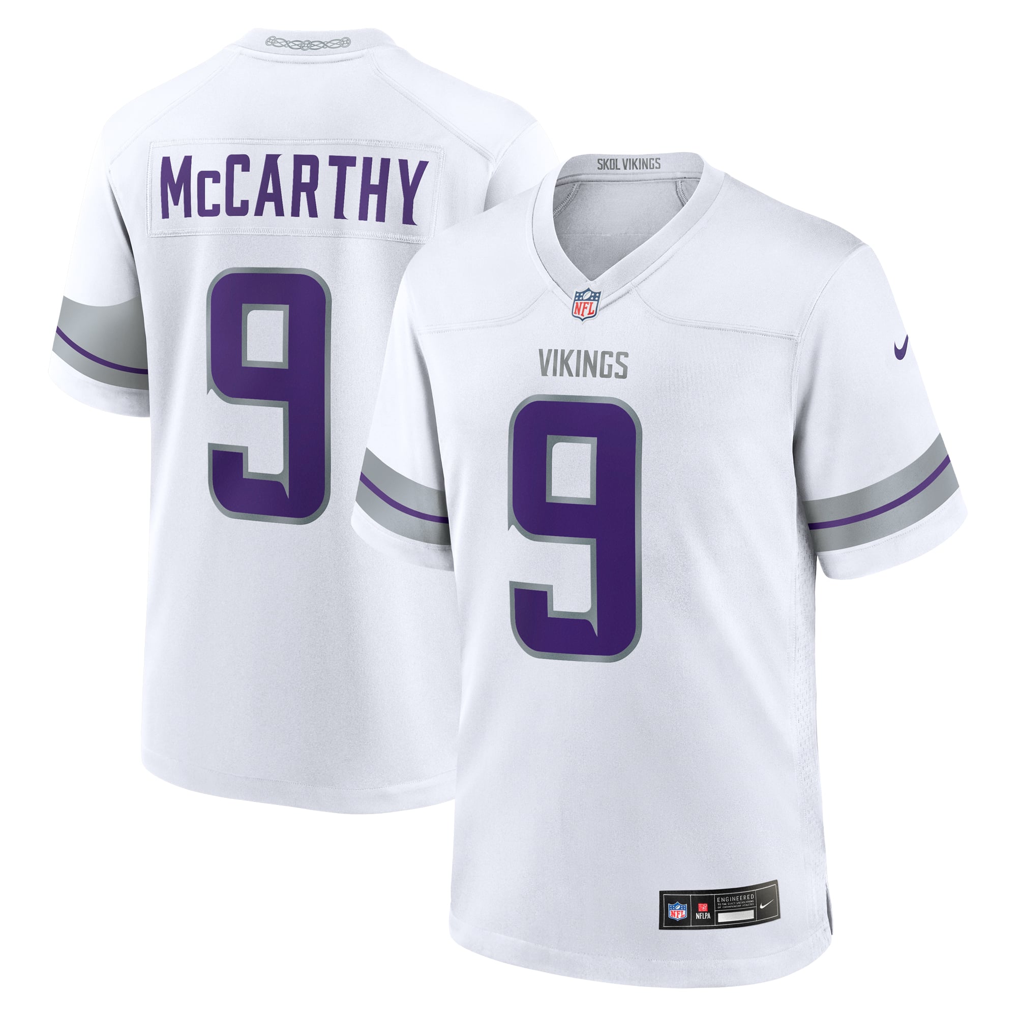 J.J. McCarthy Minnesota Vikings Player Game Jersey - White - Image 2