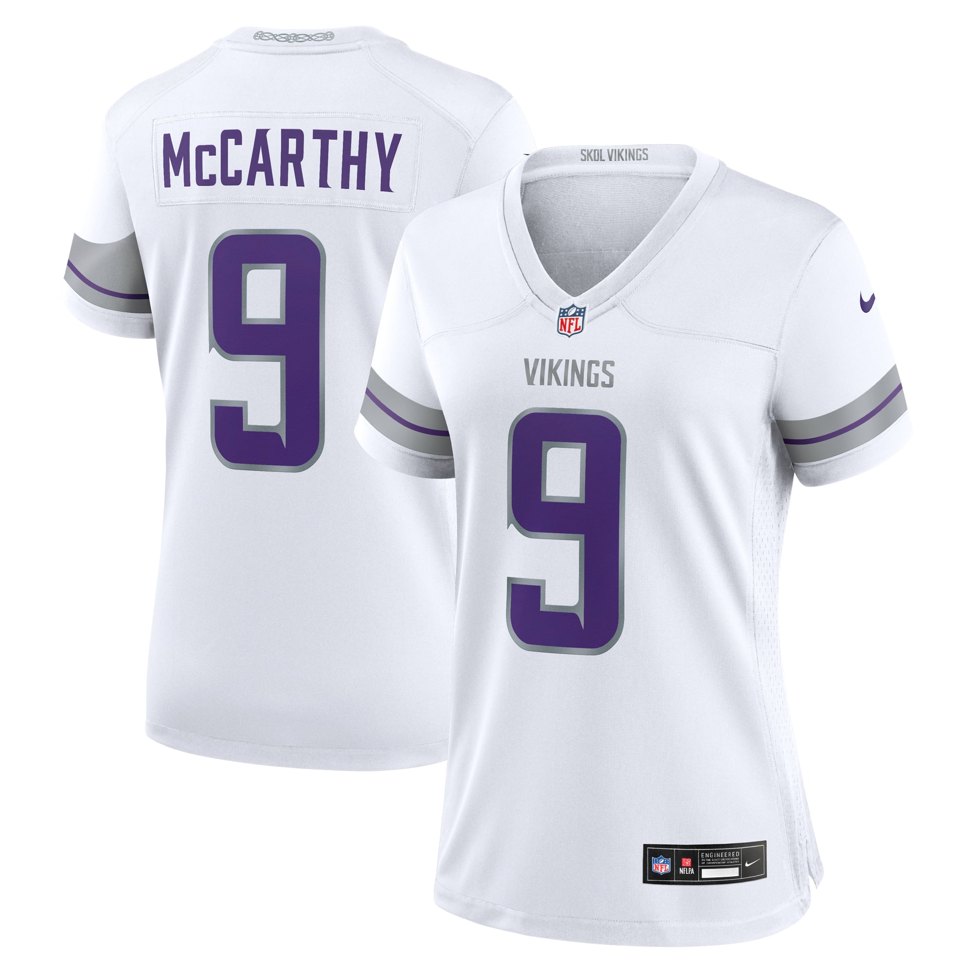 J.J. McCarthy Minnesota Vikings Women's Alternate Game Player Jersey - White - Image 2