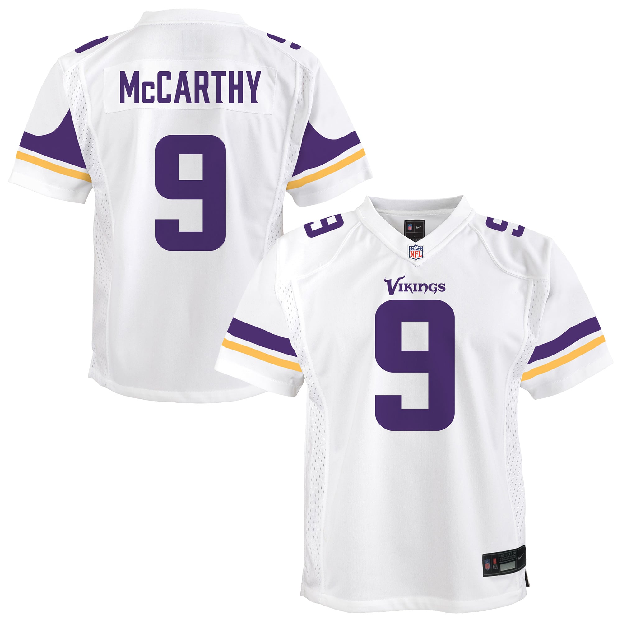 J.J. McCarthy Minnesota Vikings Youth Game Jersey - White - Image 2