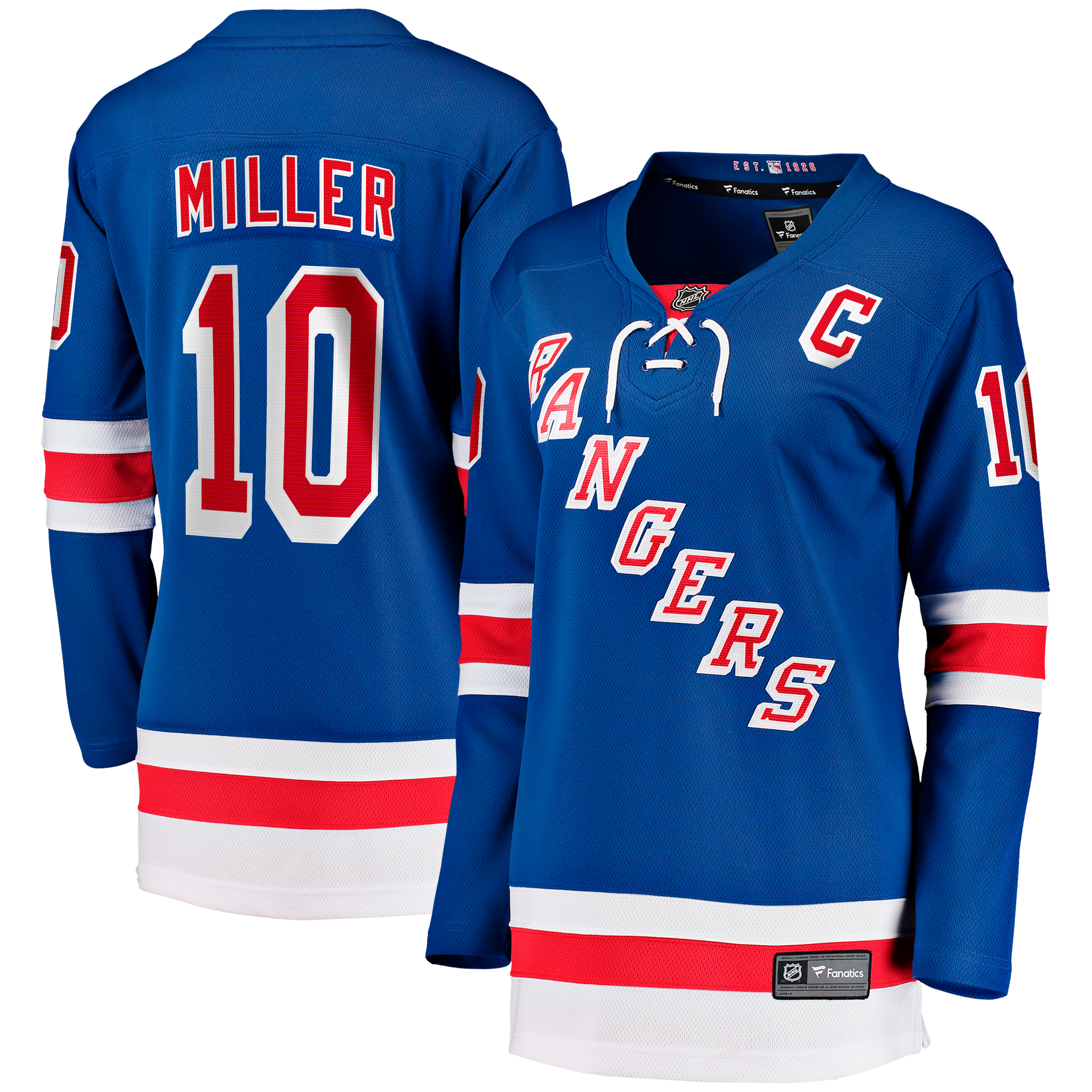JT Miller New York Rangers Women's Home Captain's Patch Breakaway Jersey - Blue - Image 2
