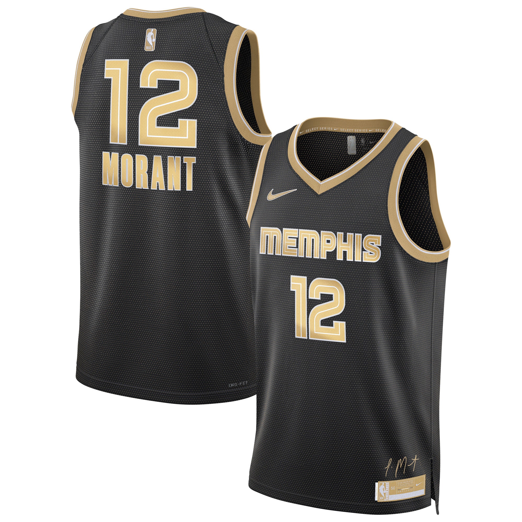 Ja Morant Memphis Grizzlies Unisex Select Series Swingman Jersey – Black - Image 2