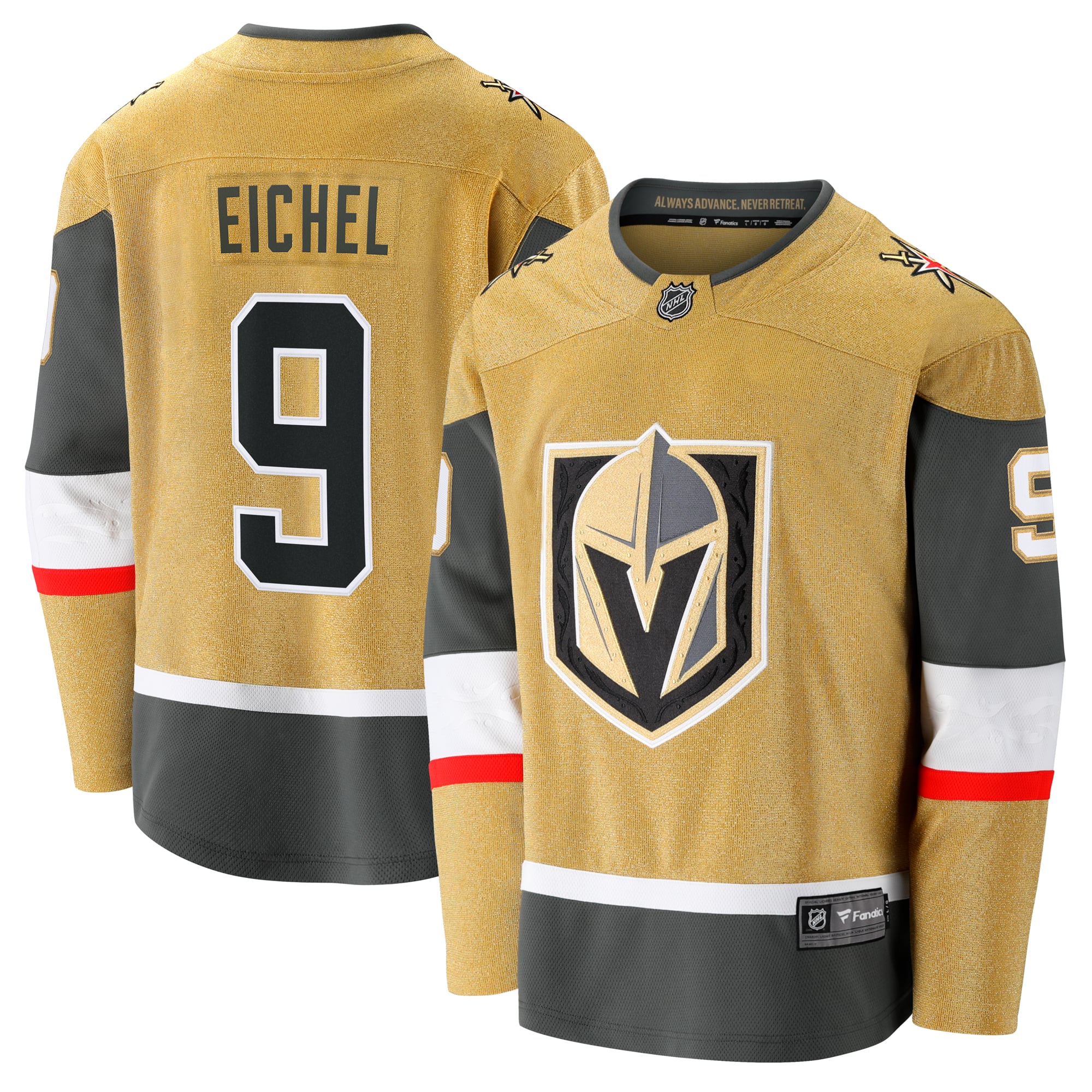 Jack Eichel Vegas Golden Knights Home Breakaway Jersey - Gold - Image 2