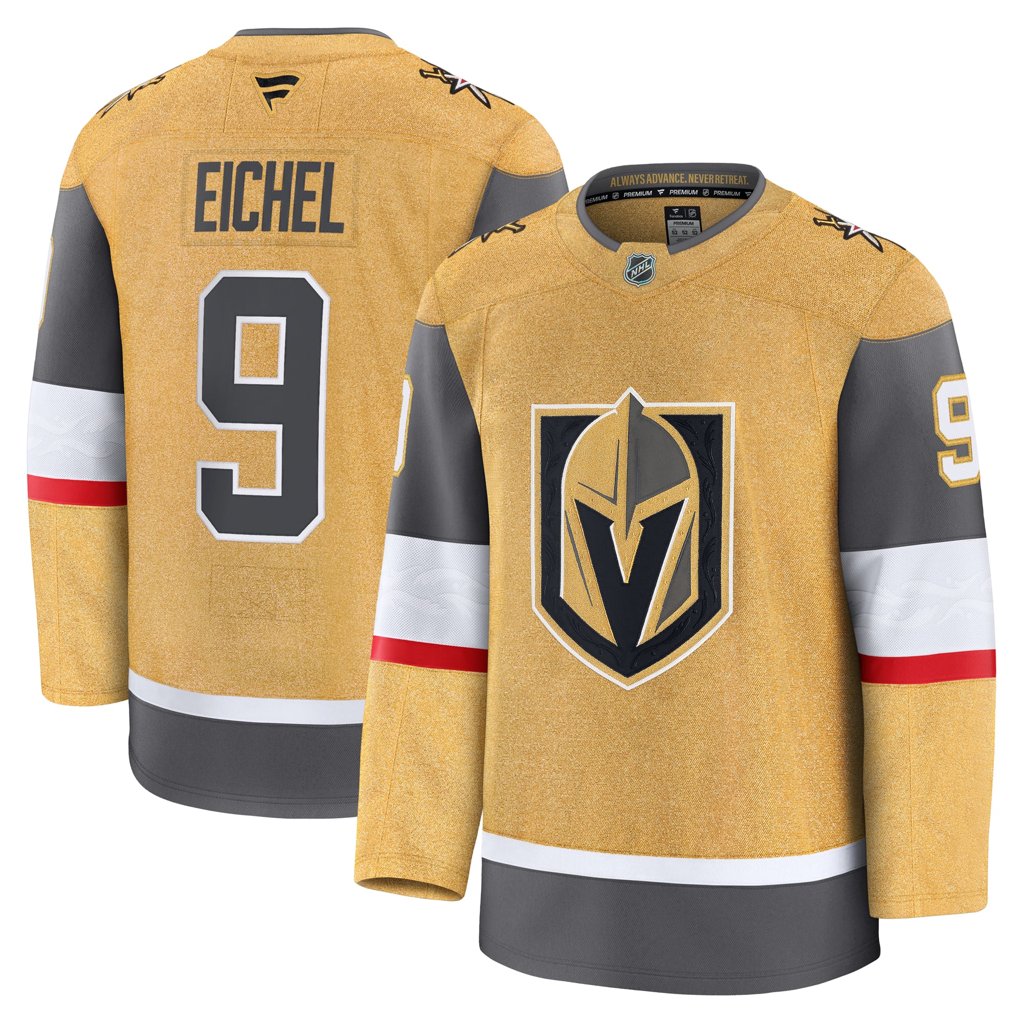 Jack Eichel Vegas Golden Knights Home Premium Jersey - Gold - Image 2