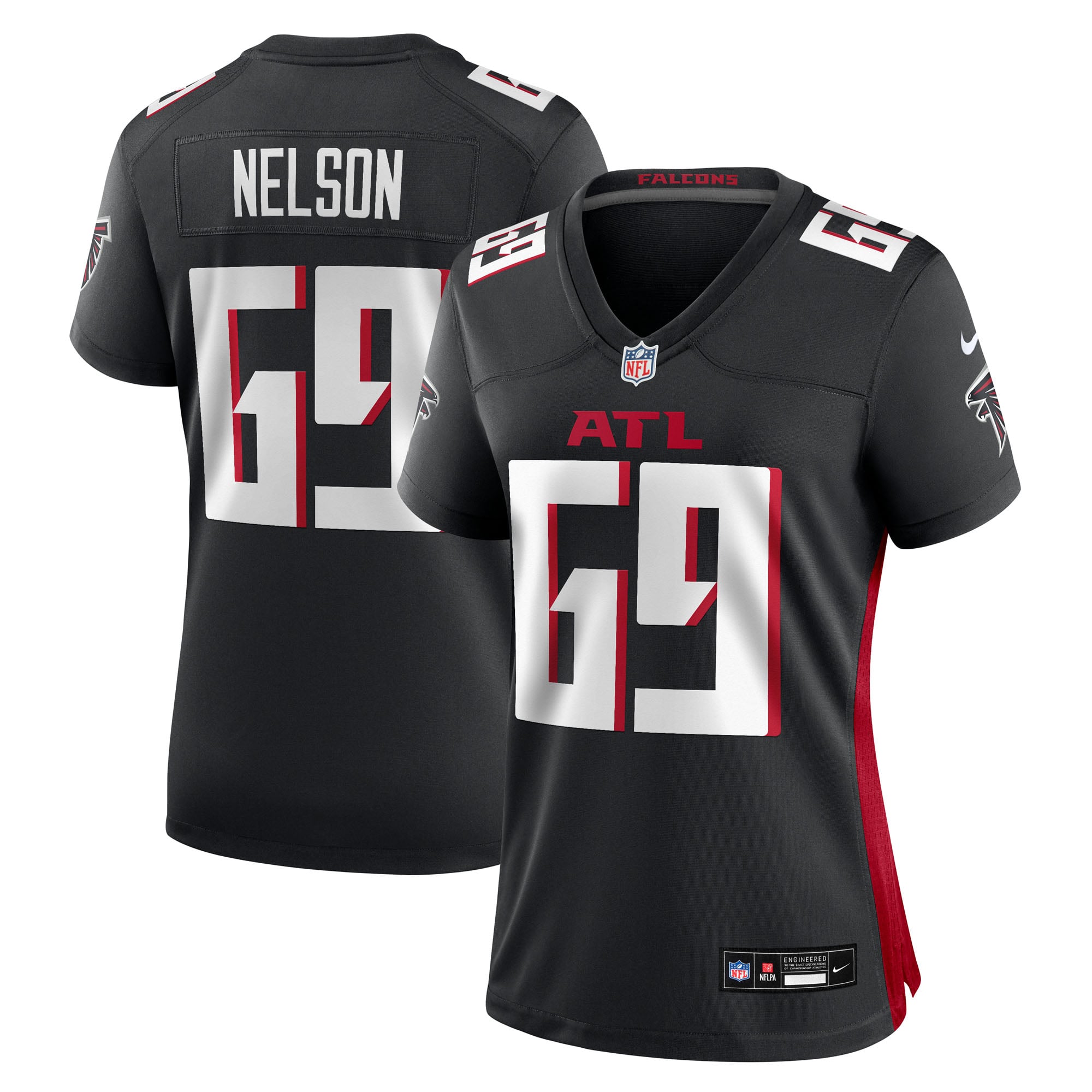 Jack Nelson Atlanta Falcons Women's Team Game Jersey - Black - Image 2