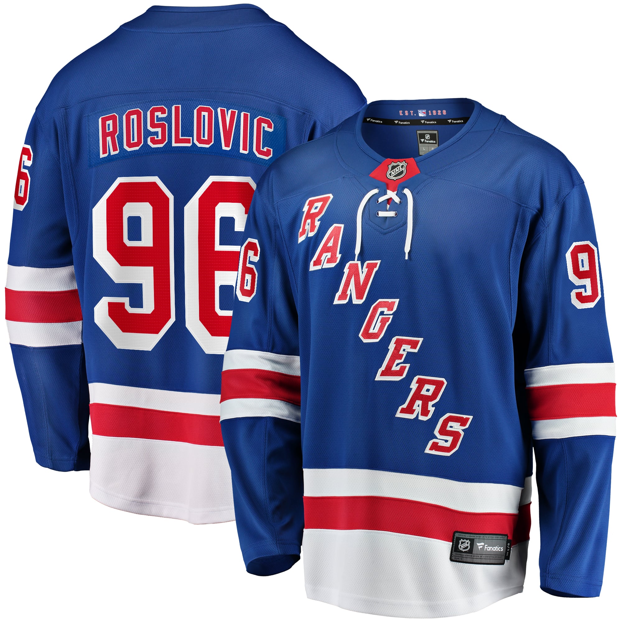 Jack Roslovic New York Rangers Home Premier Breakaway Player Jersey - Blue - Image 2