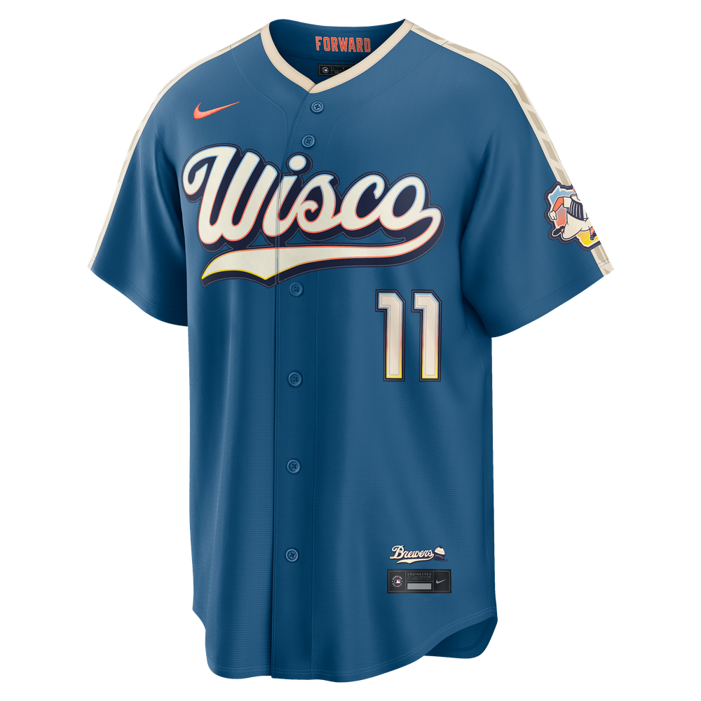 Jackson Chourio Milwaukee Brewers 2026 City Connect Stadium Jersey - Mineral Blue - Image 3