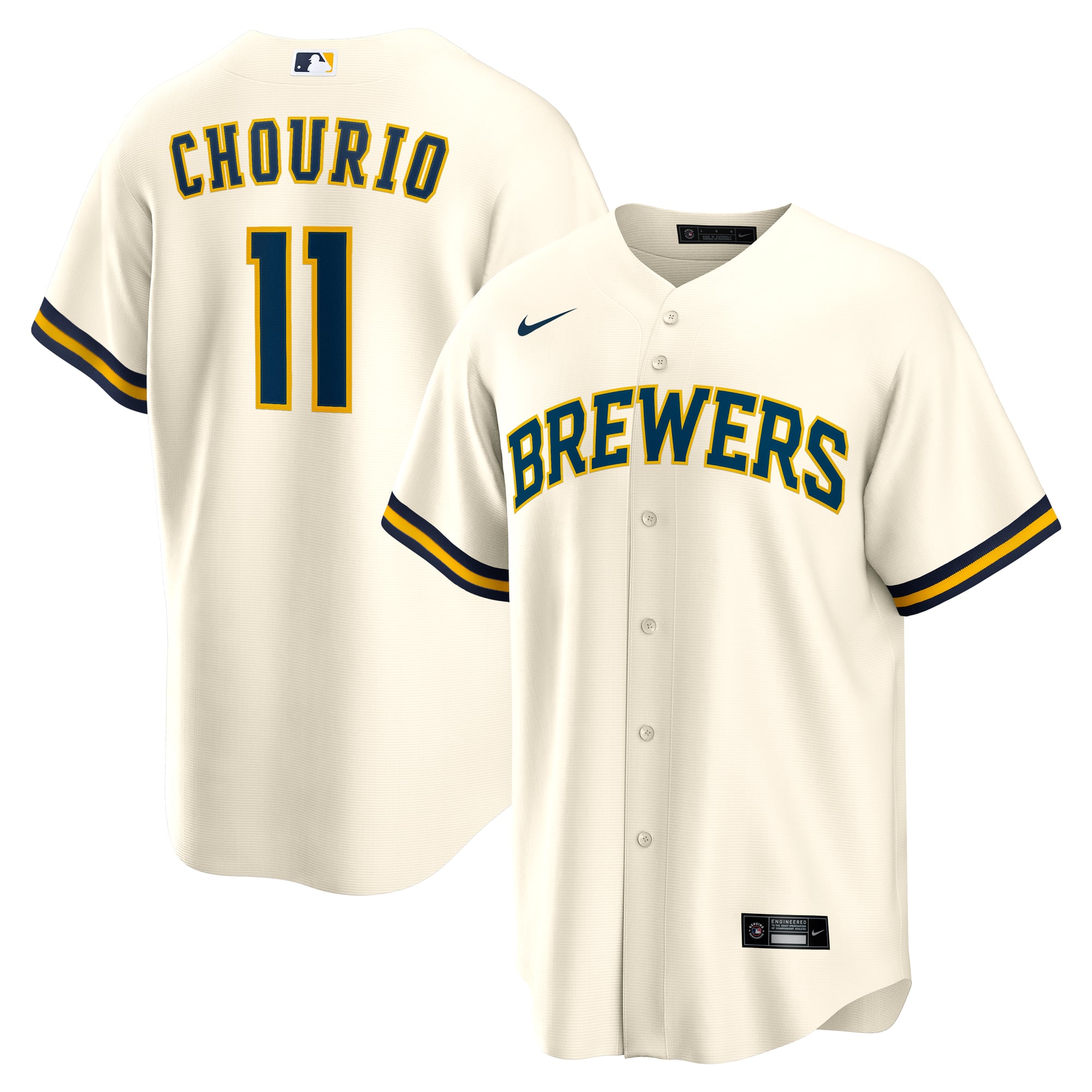 Jackson Chourio Milwaukee Brewers Home Jersey - Cream - Image 2