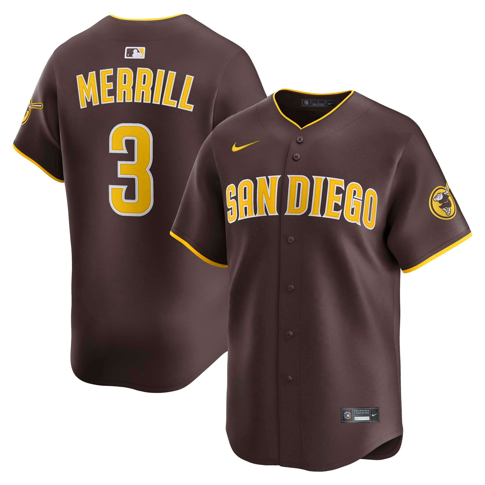 Jackson Merrill San Diego Padres Home Limited Player Jersey - Brown - Image 2