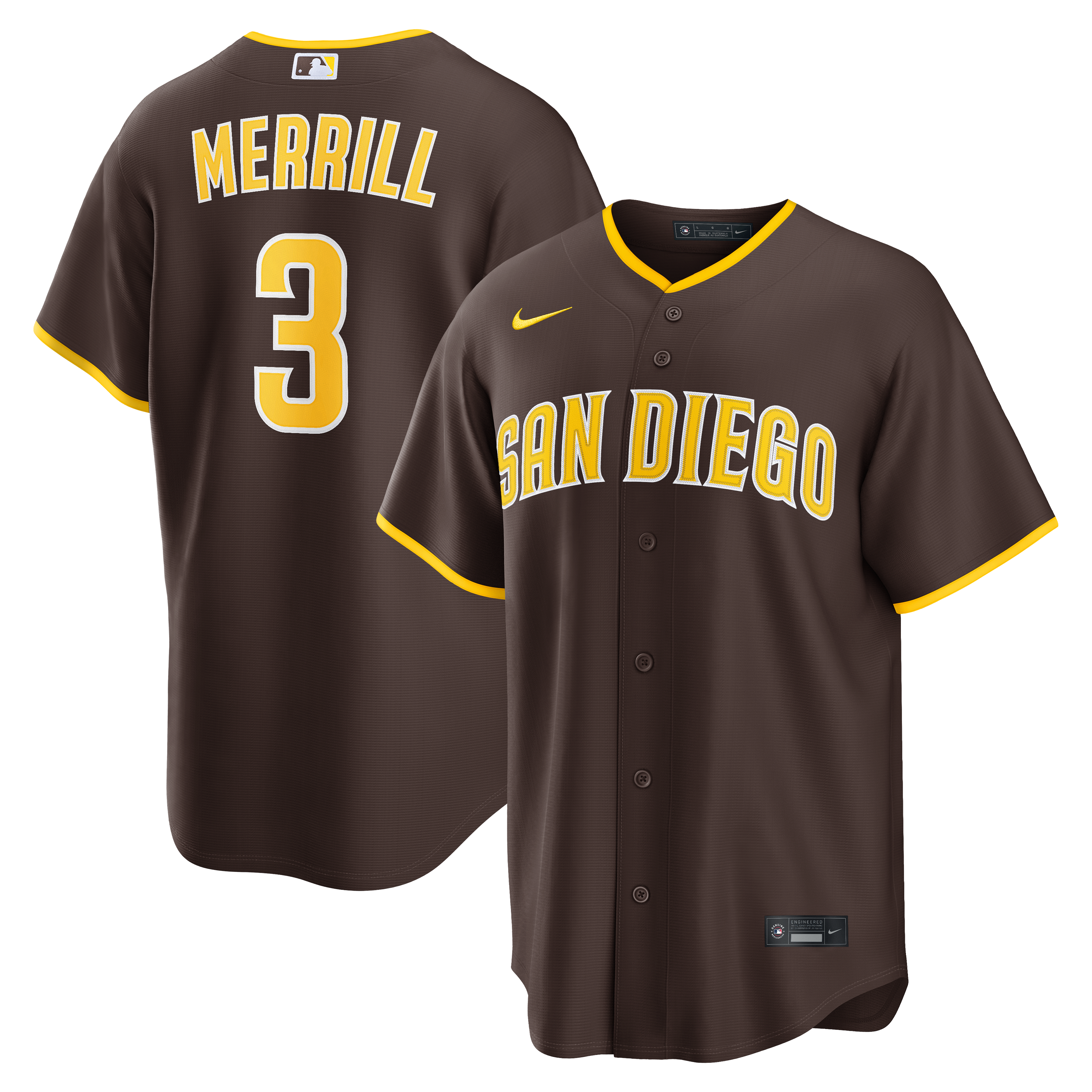 Jackson Merrill San Diego Padres Road Jersey - Brown - Image 2