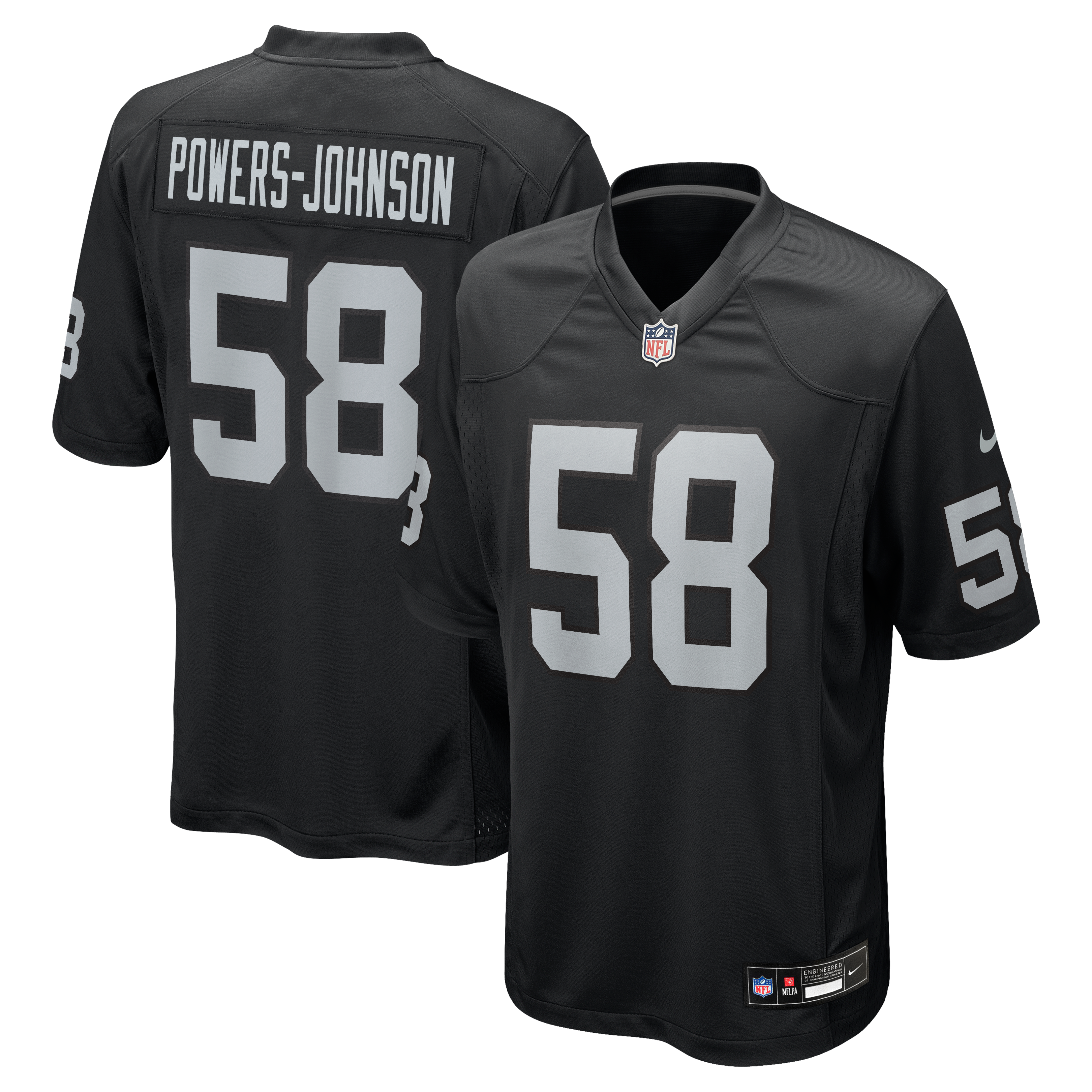 Jackson Powers-Johnson Las Vegas Raiders Team Game Jersey - Black - Image 2