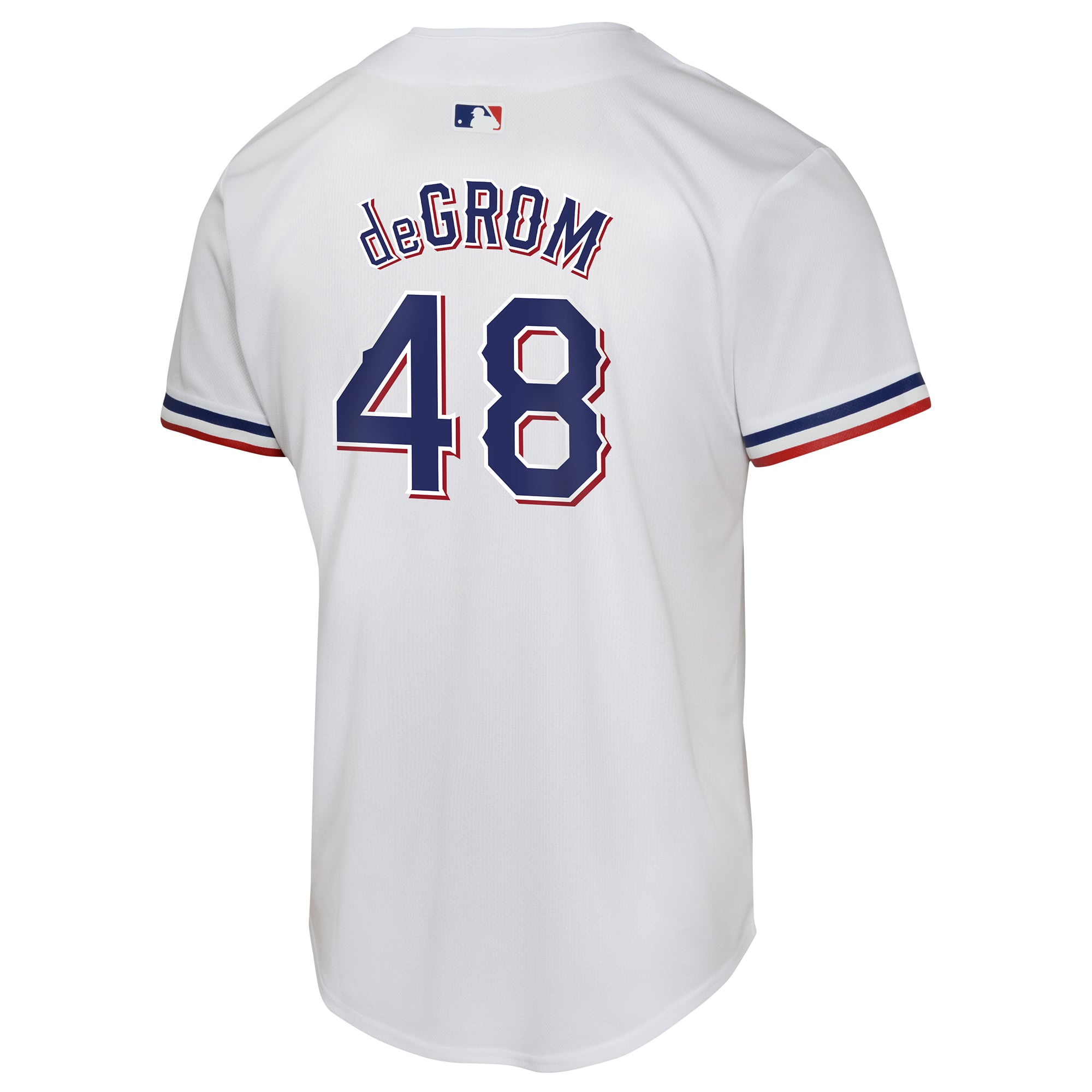 Jacob deGrom Texas Rangers Youth Home Game Player Jersey - White - Image 4