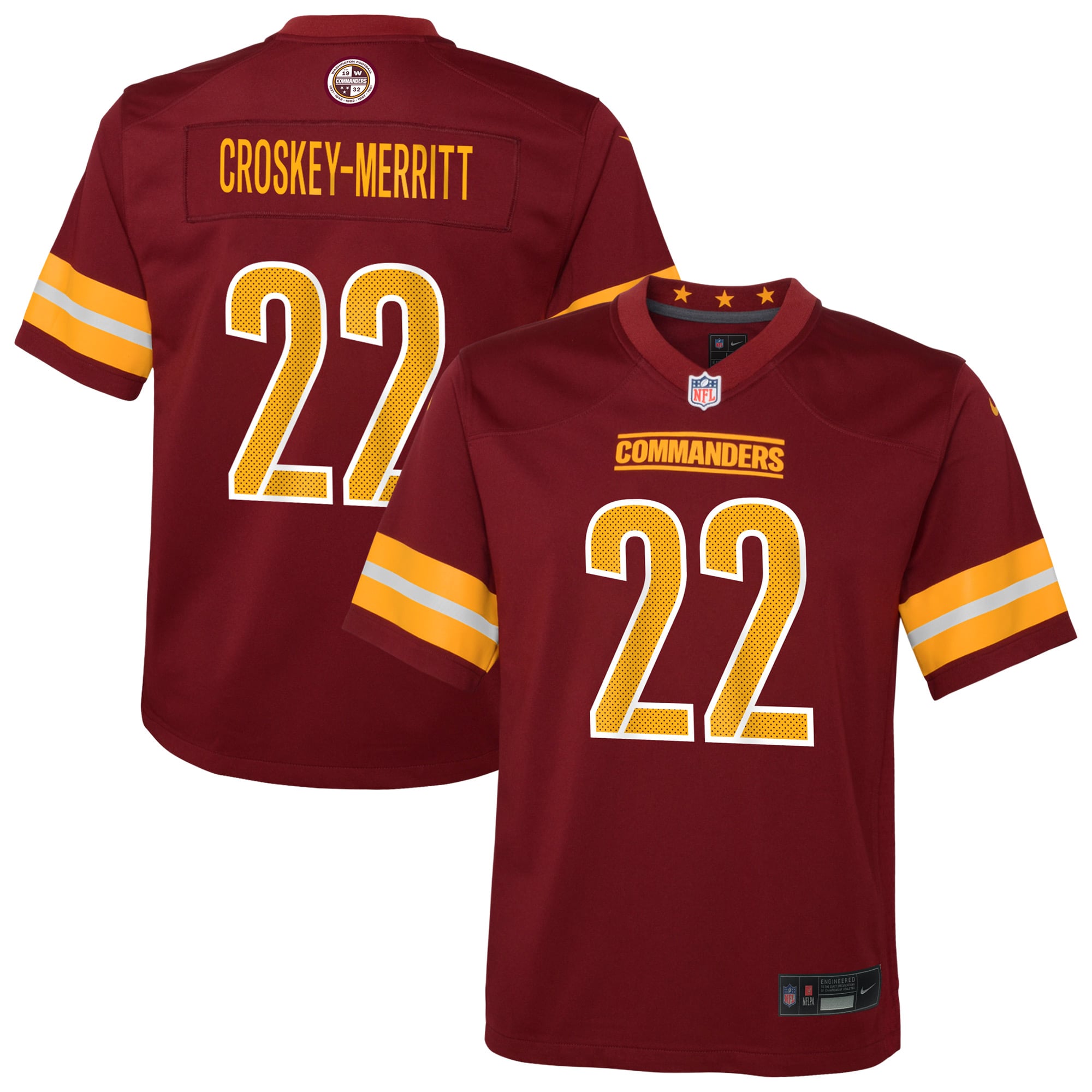 Jacory Croskey-Merritt Washington Commanders Youth Team Game Jersey - Burgundy - Image 2