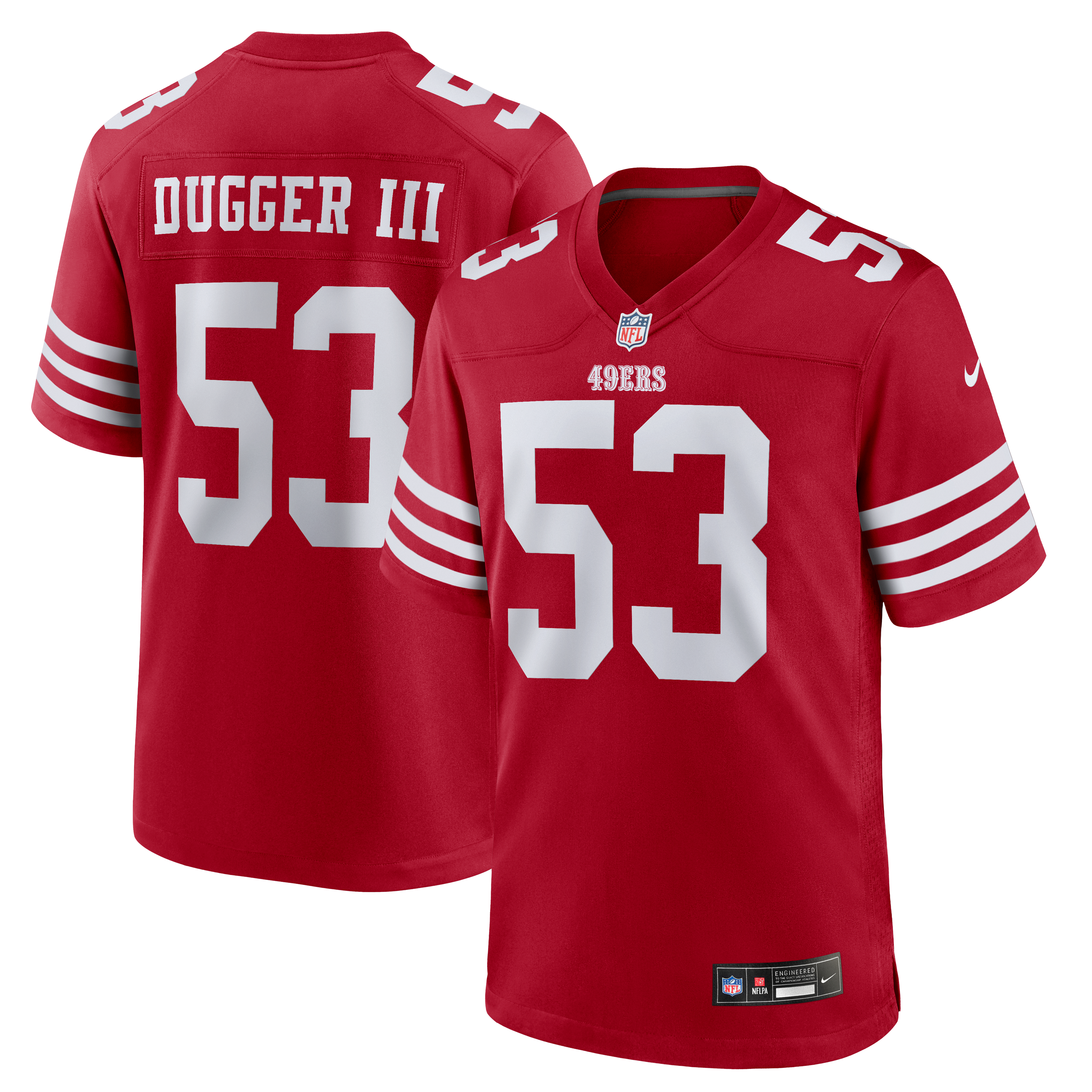 Jaden Dugger San Francisco 49ers Team Game Jersey - Scarlet - Image 2