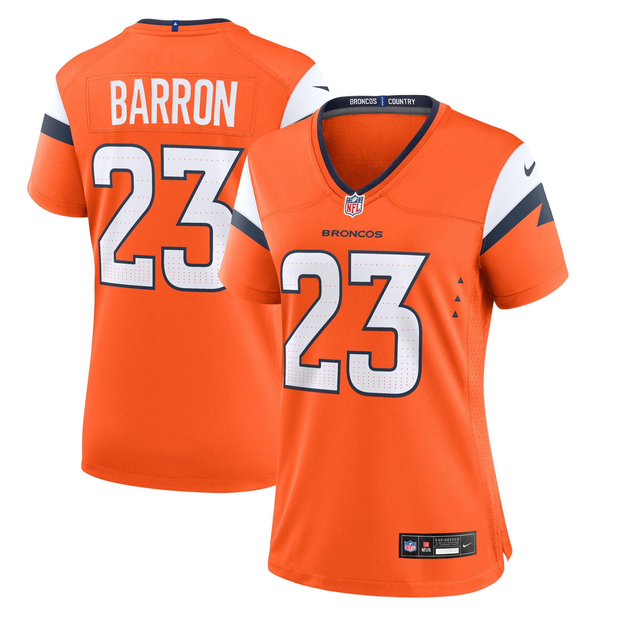 Jahdae Barron Denver Broncos Women's Team Game Jersey - Orange - Image 2