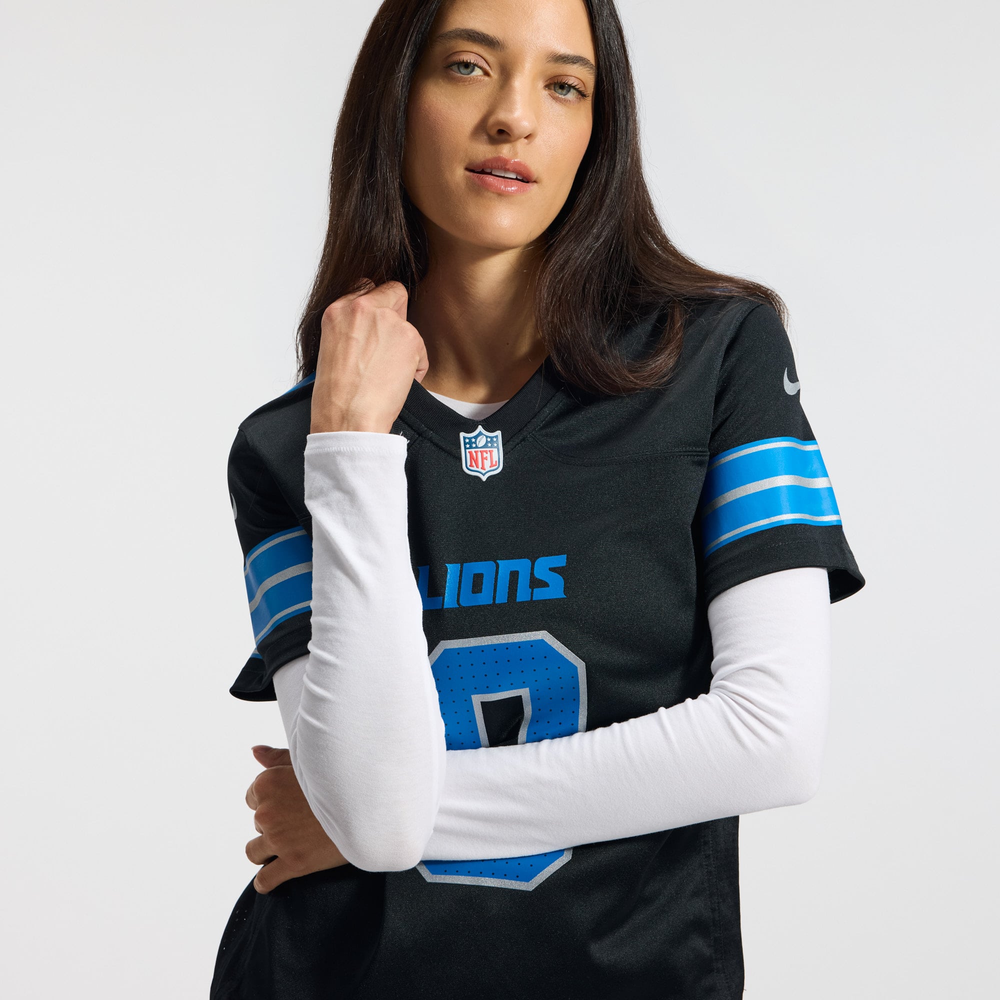 Jahmyr Gibbs Detroit Lions Women's 2nd Alternate Game Player Jersey - Black - Image 11